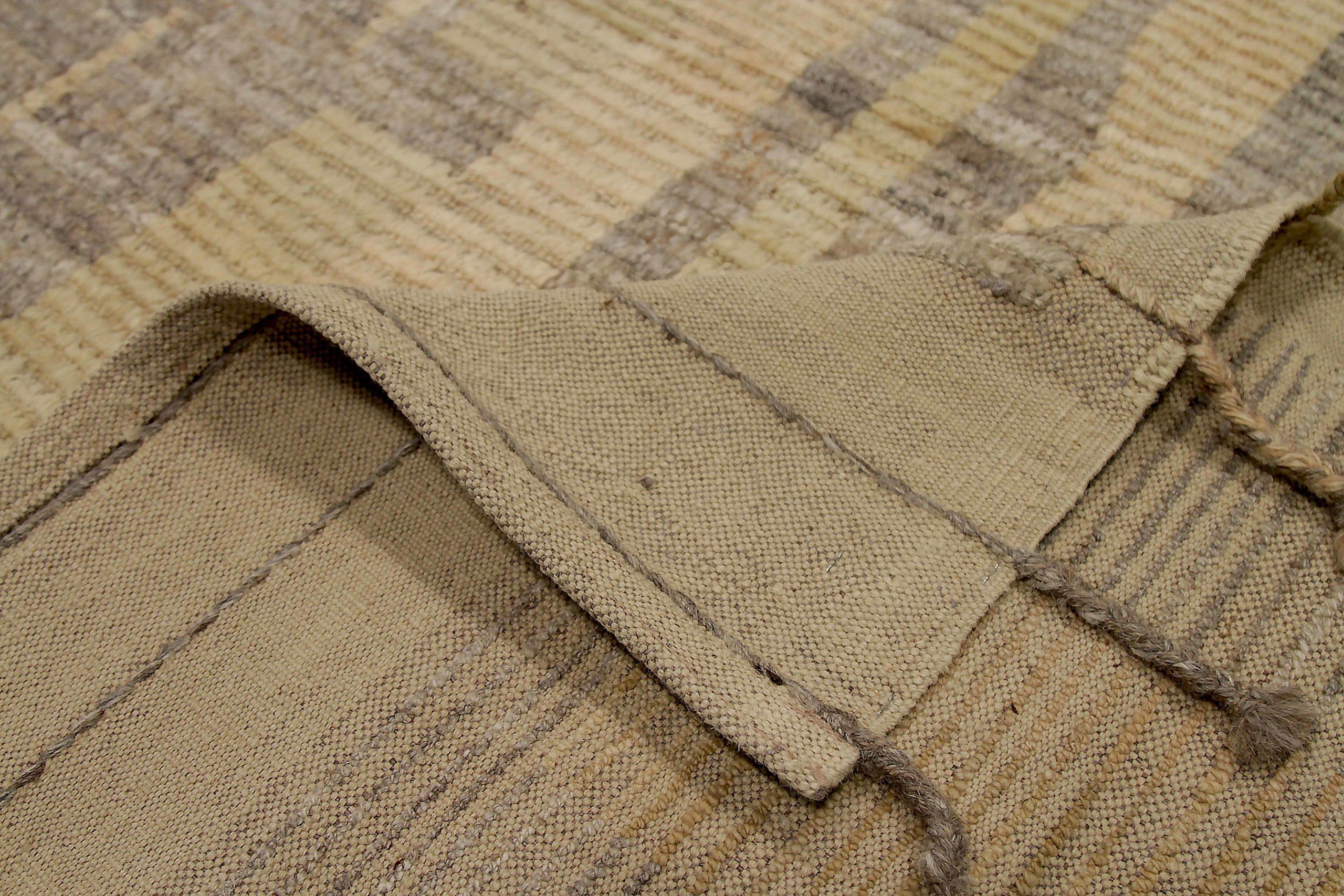 20th Century Afghanistan Moroccan Area Rugs Circa 1990 - Wool Brown Yellow Design - 92210 For Sale