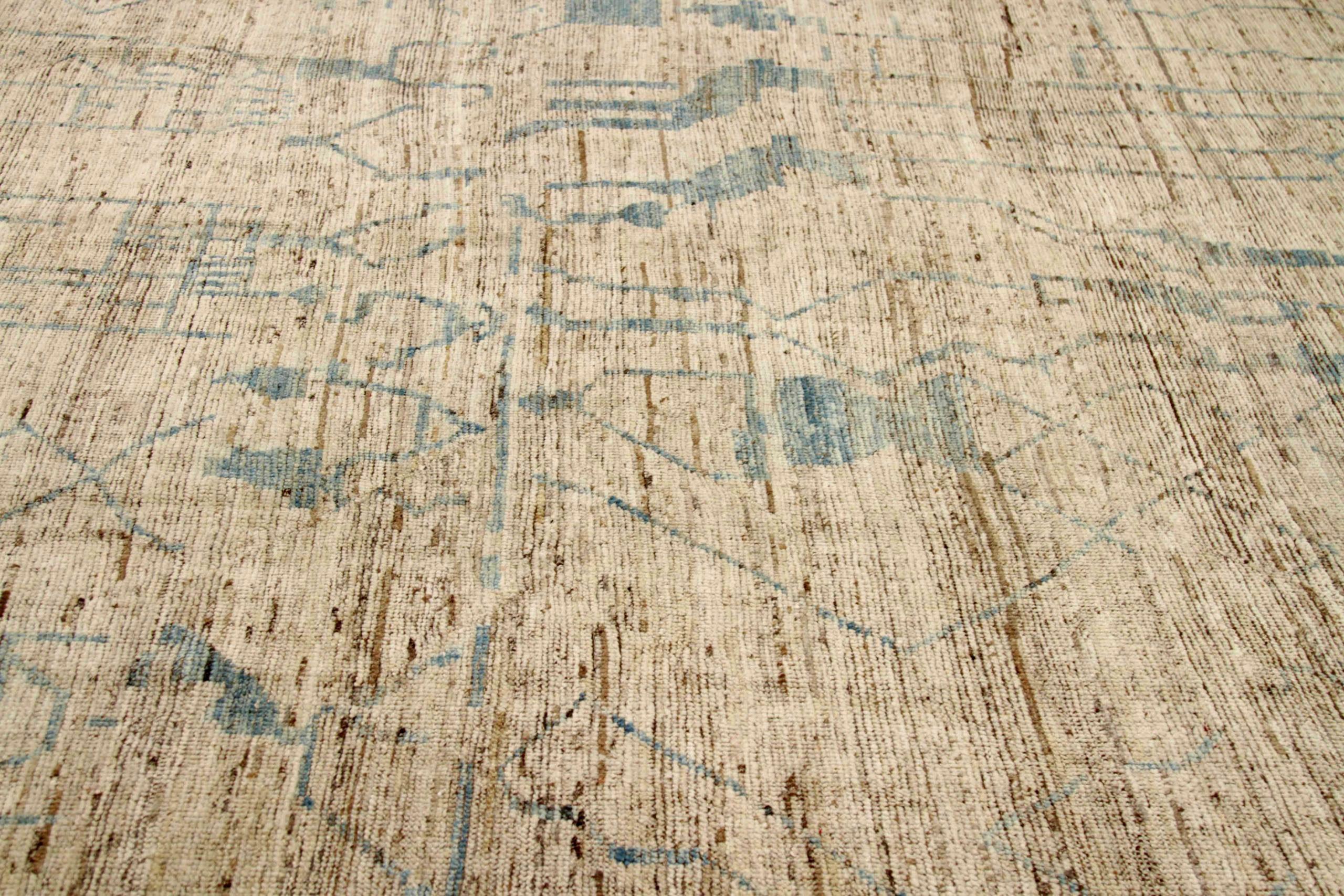 Afghanistan Moroccan Area Rugs Circa 1990 - Wool Gray Ivory Design - 90580 In Excellent Condition For Sale In Dallas, TX