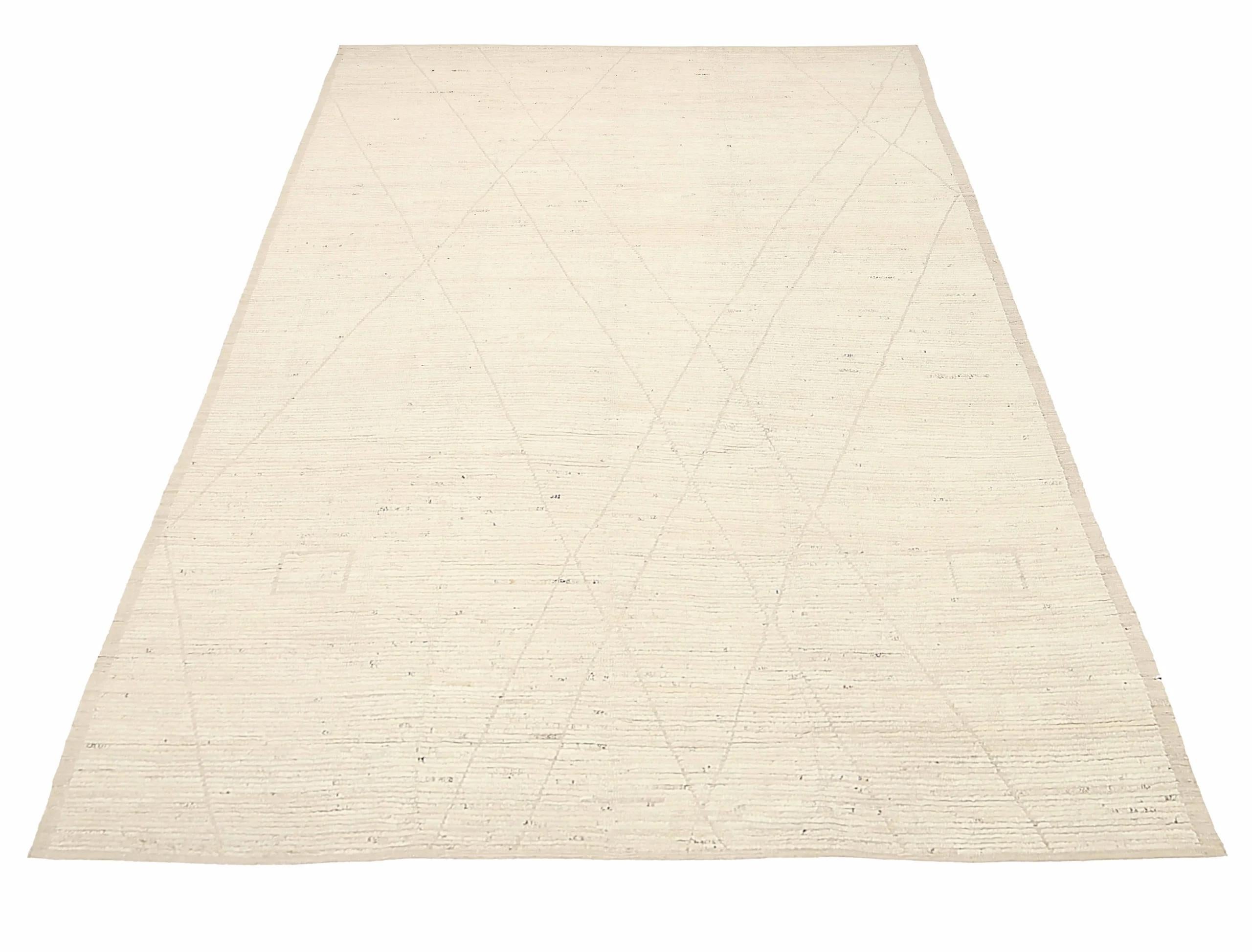 Marokkanische Afghanistan-Teppiche Circa 1990 - Wolle Elfenbein Design - 92228 (Afghanisch) im Angebot