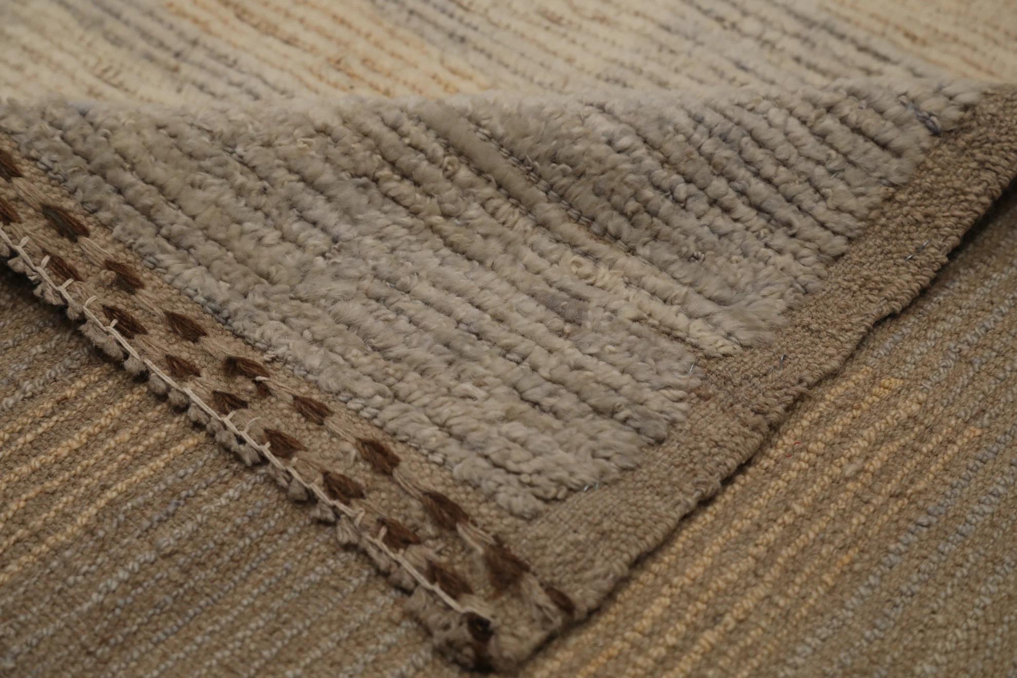 Afghanistan Marokkanische Teppiche Circa 1990 - Wolle Elfenbein Rosa Taupe Gelb - 99580 (Handgeknüpft) im Angebot