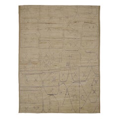 Tapis marocains d'Afghanistan datant d'environ 1990, motif de revers en laine ivoire - 90515