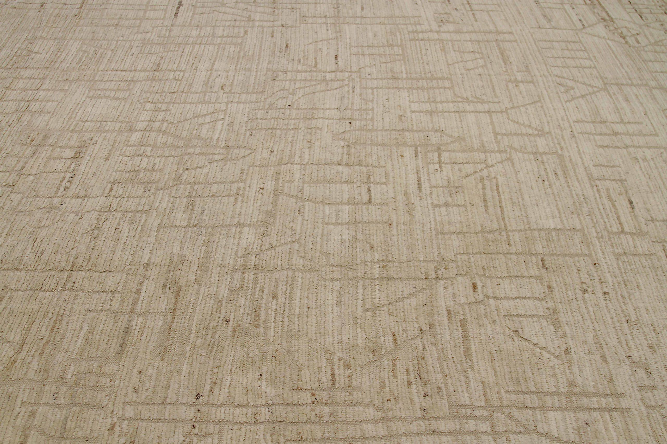 Marokkanische Afghanistan-Teppiche Circa 1990 - Wolle Elfenbein Taupe Design - 92205 (Stammeskunst) im Angebot