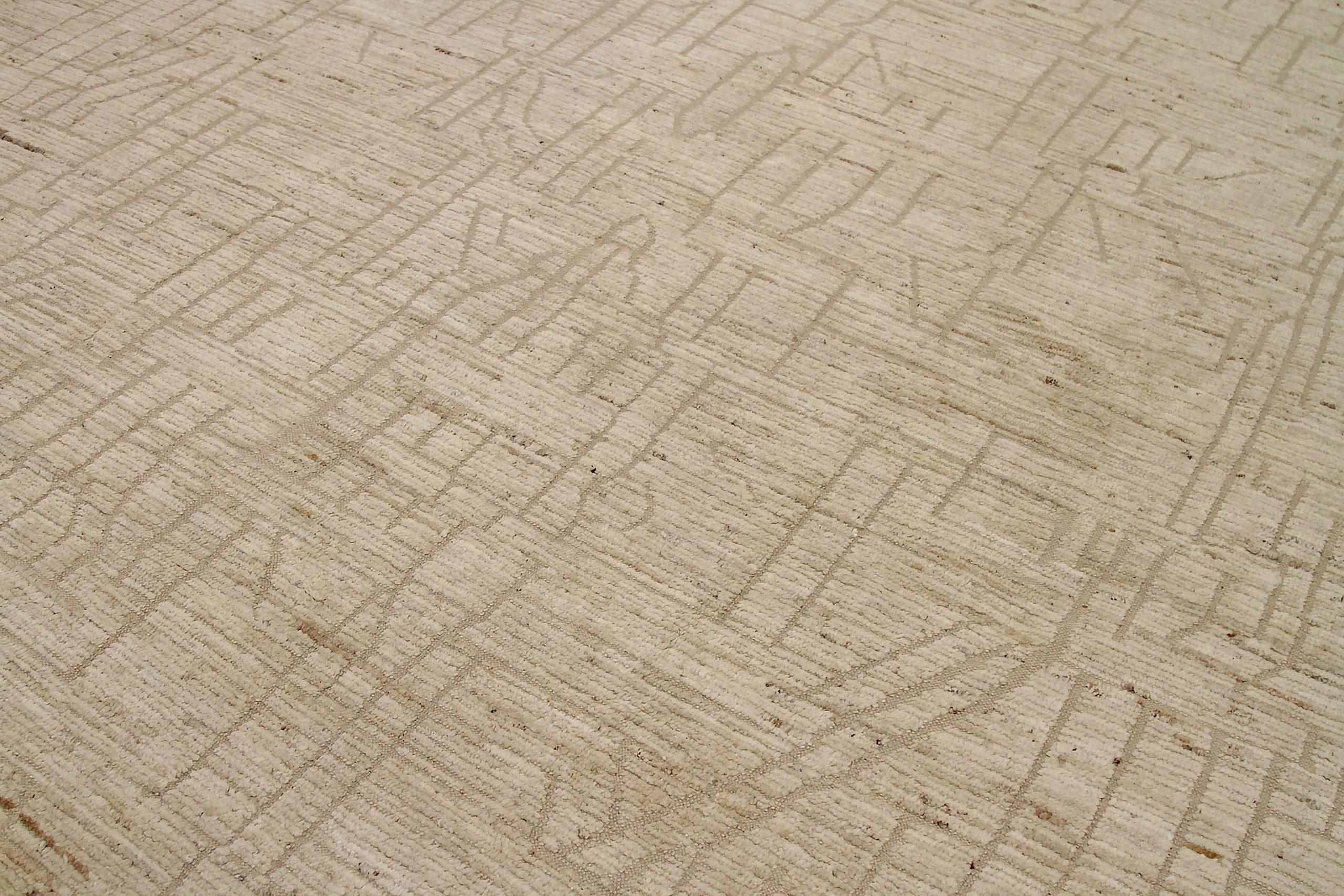 Marokkanische Afghanistan-Teppiche Circa 1990 - Wolle Elfenbein Taupe Design - 92205 (Afghanisch) im Angebot