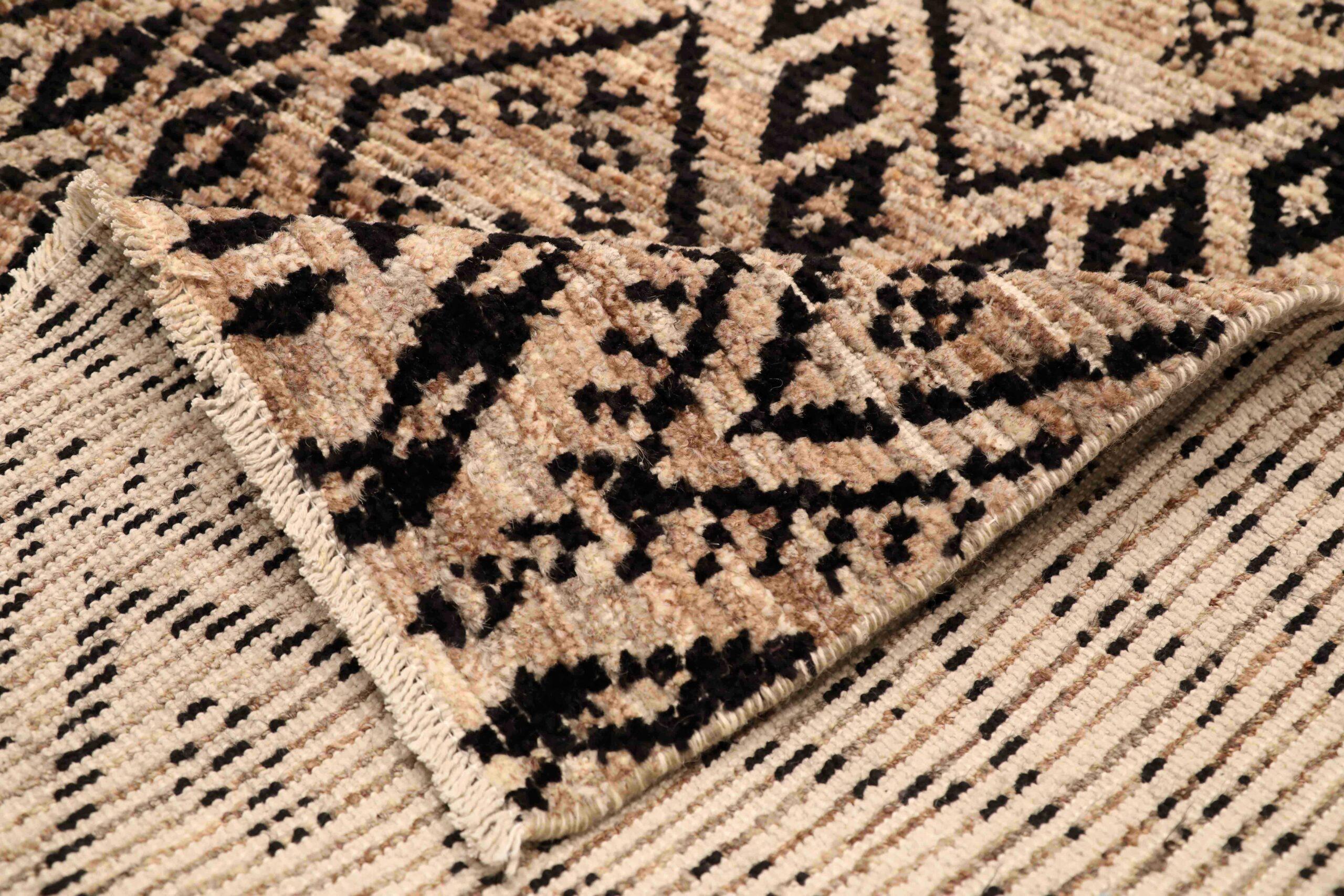 Tribale Tappeti Afghanistan Moroccan Area Rugs - Lana Nero Marrone Design - 96420 in vendita