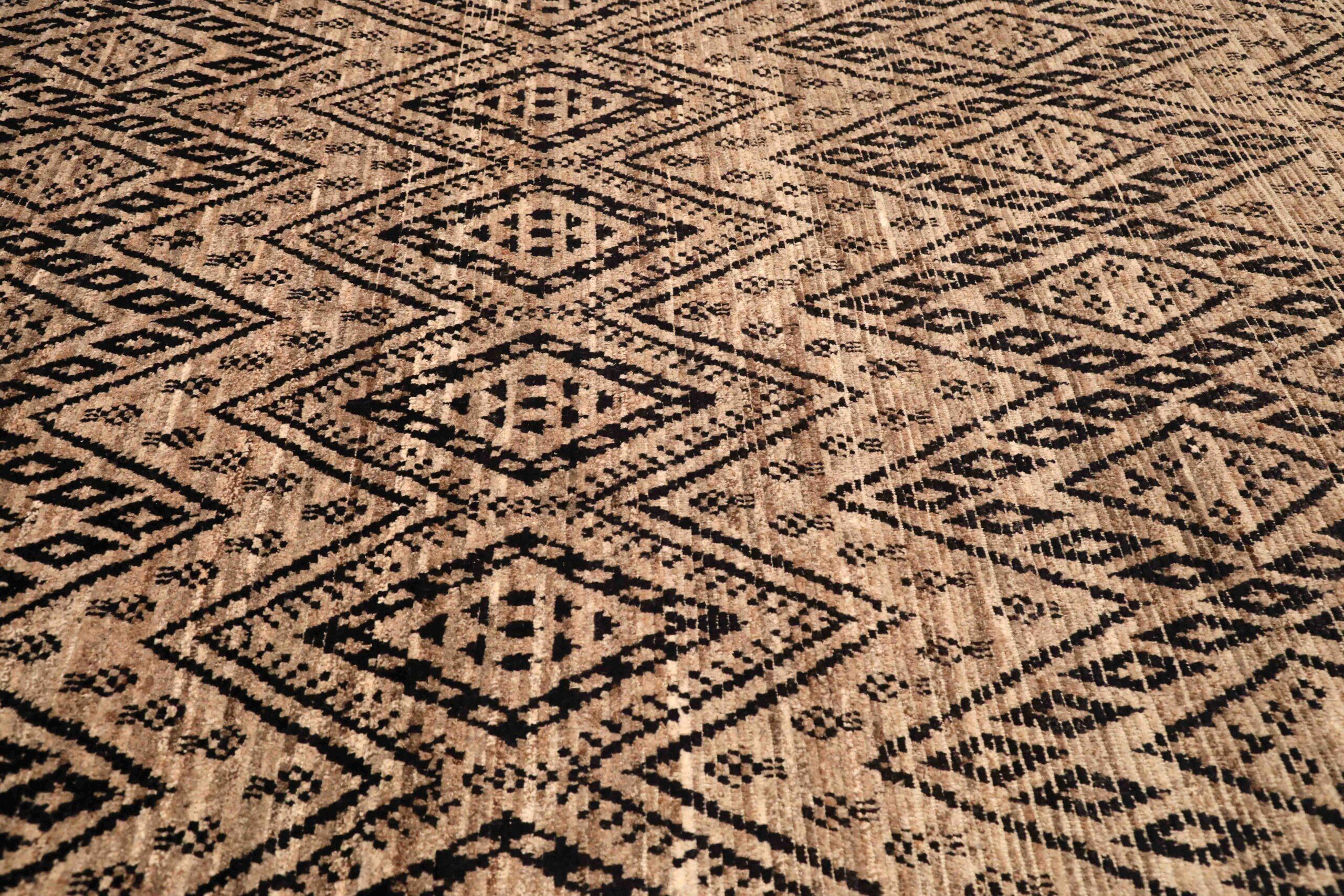 Tappeti Afghanistan Moroccan Area Rugs - Lana Nero Marrone Design - 96420 In condizioni ottime in vendita a Dallas, TX