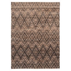 Afghanistan Moroccan Area Rugs - Wool Black Brown Design - 96420