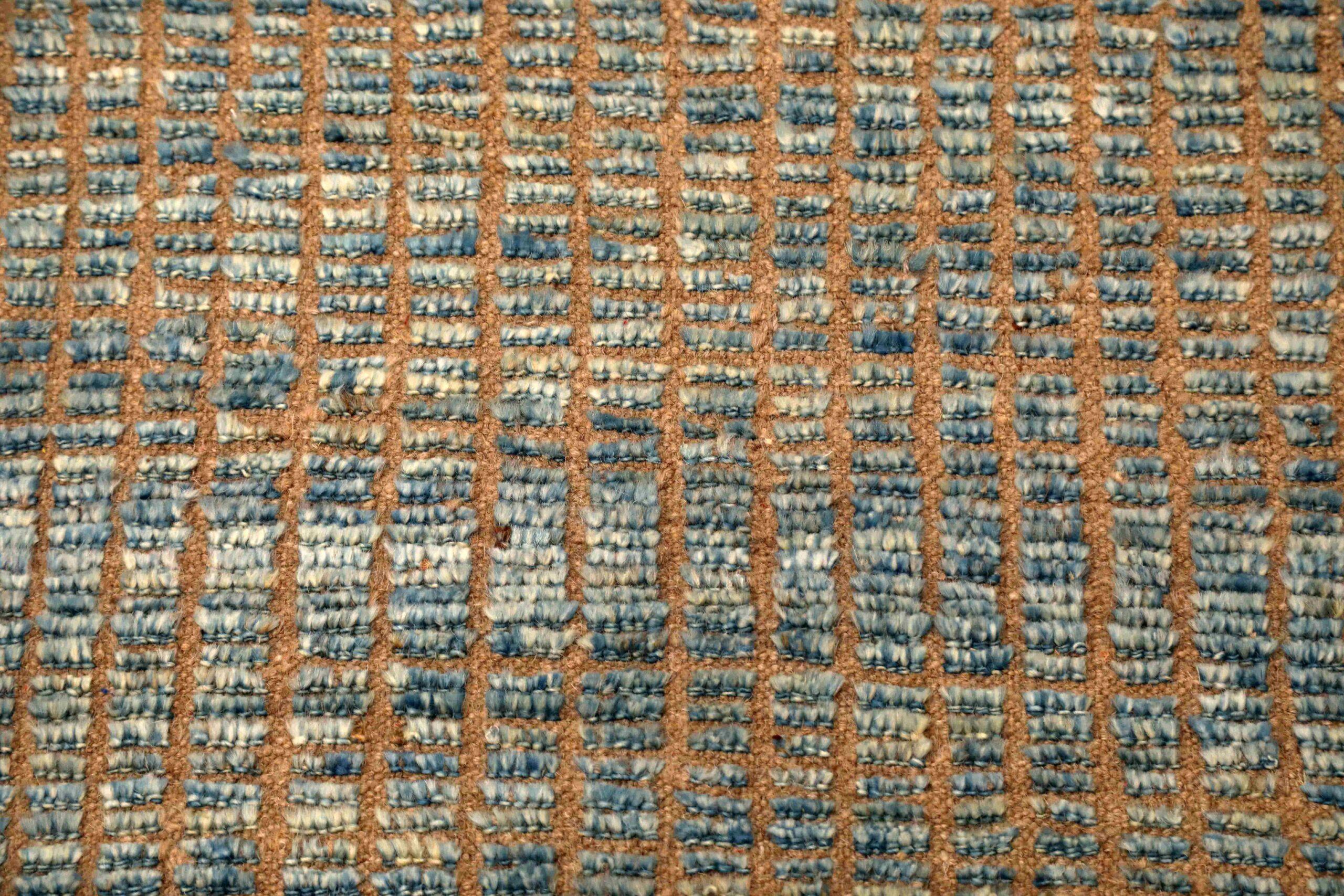 Afghanistan Tapis de sol marocain - Laine Bleu Brown Design - 96398 Excellent état - En vente à Dallas, TX