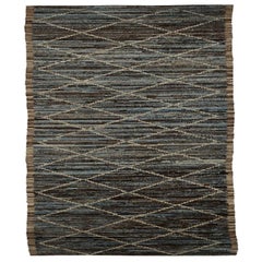 Tappeti Afghanistan Moroccan Area Rugs - Lana Blu Marrone Avorio Design - 90472