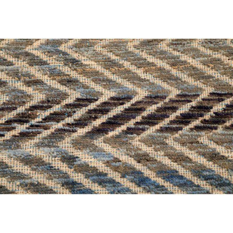 Tappeti Afghanistan Moroccan Area Rugs - Lana Blu Marrone Avorio Design - 94352 In condizioni ottime in vendita a Dallas, TX