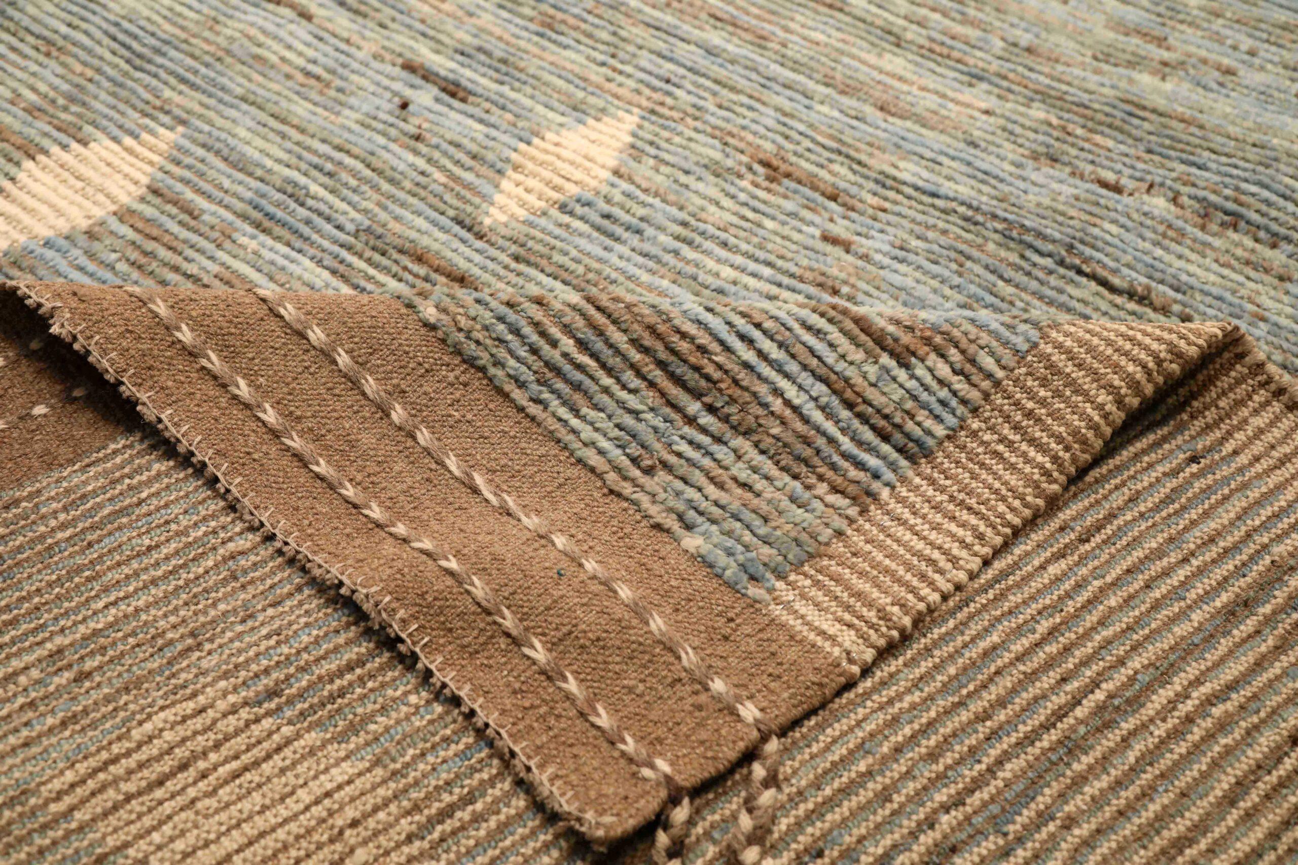 Tribal Afghanistan Tapis de sol marocain - Laine Bleu Brown Design/One - 96350 en vente