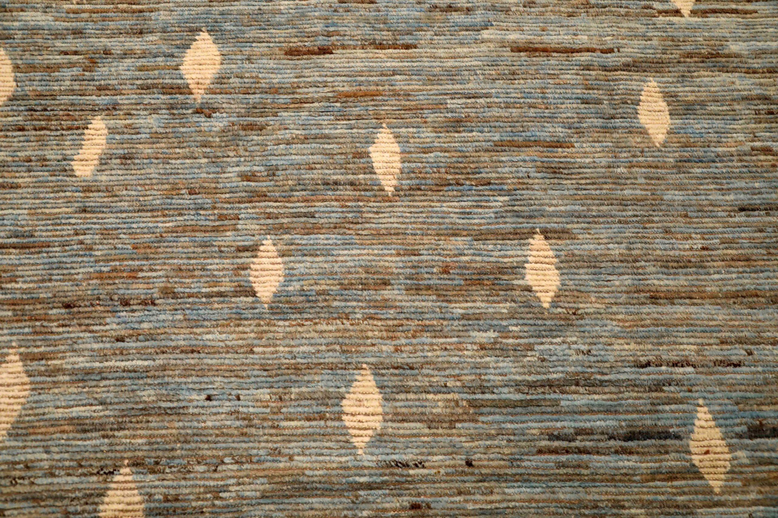 Afghanistan Tapis de sol marocain - Laine Bleu Brown Design/One - 96350 Excellent état - En vente à Dallas, TX