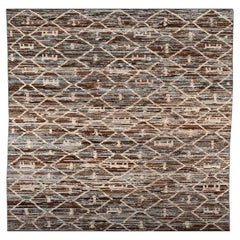 Tappeti Afghanistan Moroccan Area Rugs - Lana Blu Marrone Avorio Design - 96366