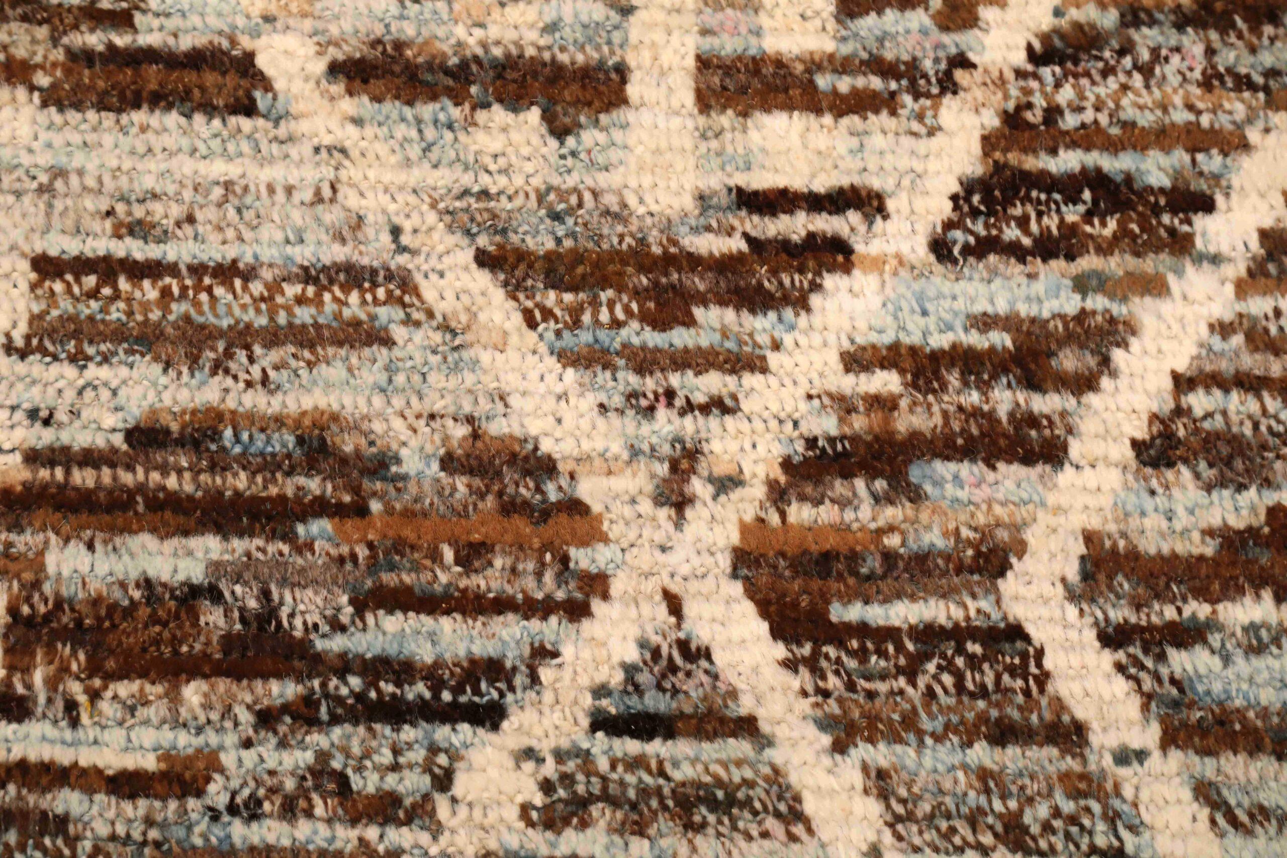 Afghanistan Marokkanische Teppiche - Wolle Blau Braun Elfenbein Design - 96386 (Stammeskunst) im Angebot