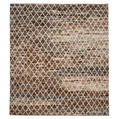 Tappeti Afghanistan Moroccan Area Rugs - Lana Blu Marrone Avorio Design - 96387