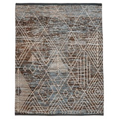 Tappeti Afghanistan Moroccan Area Rugs - Lana Blu Marrone Avorio Design - 96415
