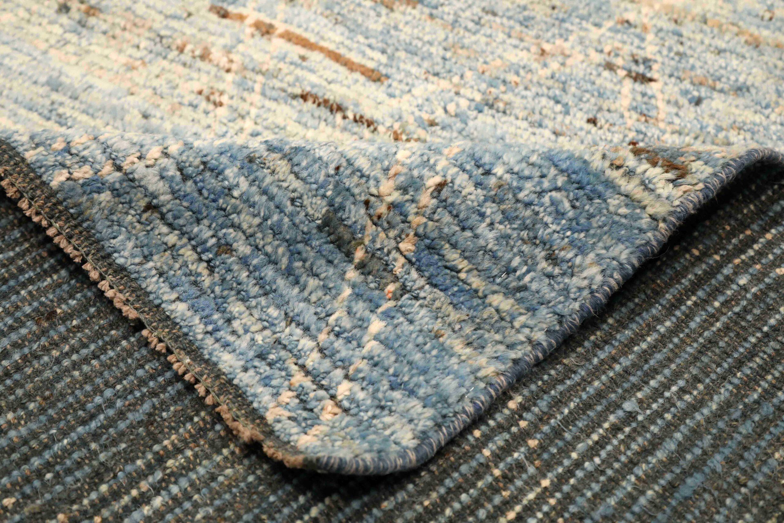 Afghanistan Marokkanische Teppiche - Wolle Blau Braun Elfenbein Design - 96418 (Stammeskunst) im Angebot