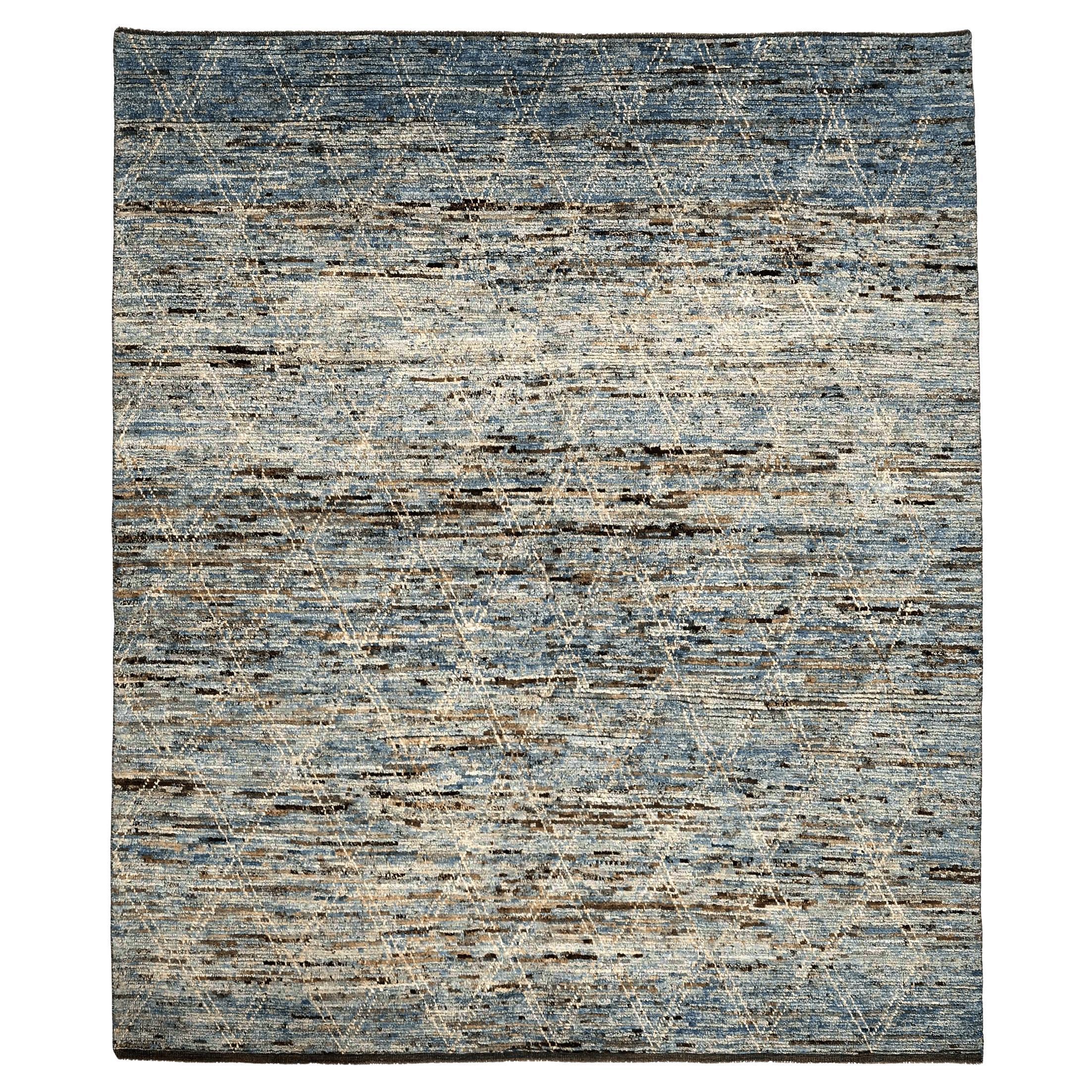 Afghanistan Moroccan Area Rugs - Wool Blue Brown Ivory Design - 96418