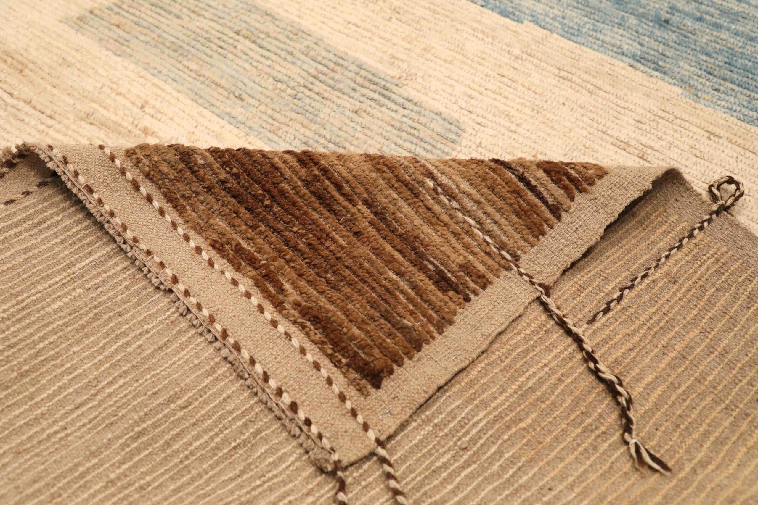 Afganistán Alfombras Marroquíes - Lana Azul Marrón Diseño Marfil - 96437 Tribal en venta