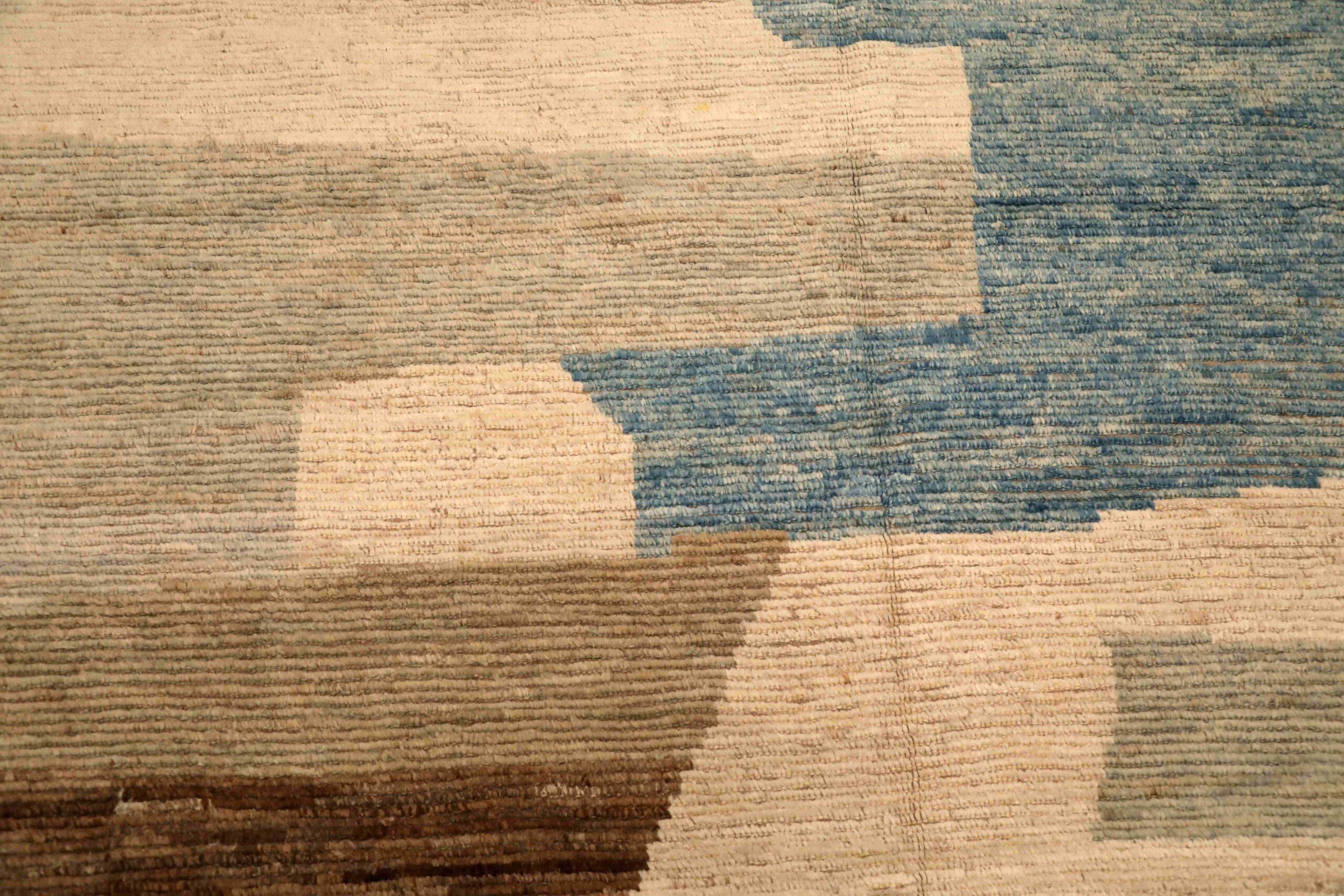 Afganistán Alfombras Marroquíes - Lana Azul Marrón Diseño Marfil - 96437 Afgano en venta