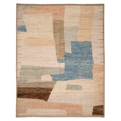 Tappeti Afghanistan Moroccan Area Rugs - Lana Blu Marrone Avorio Design - 96437