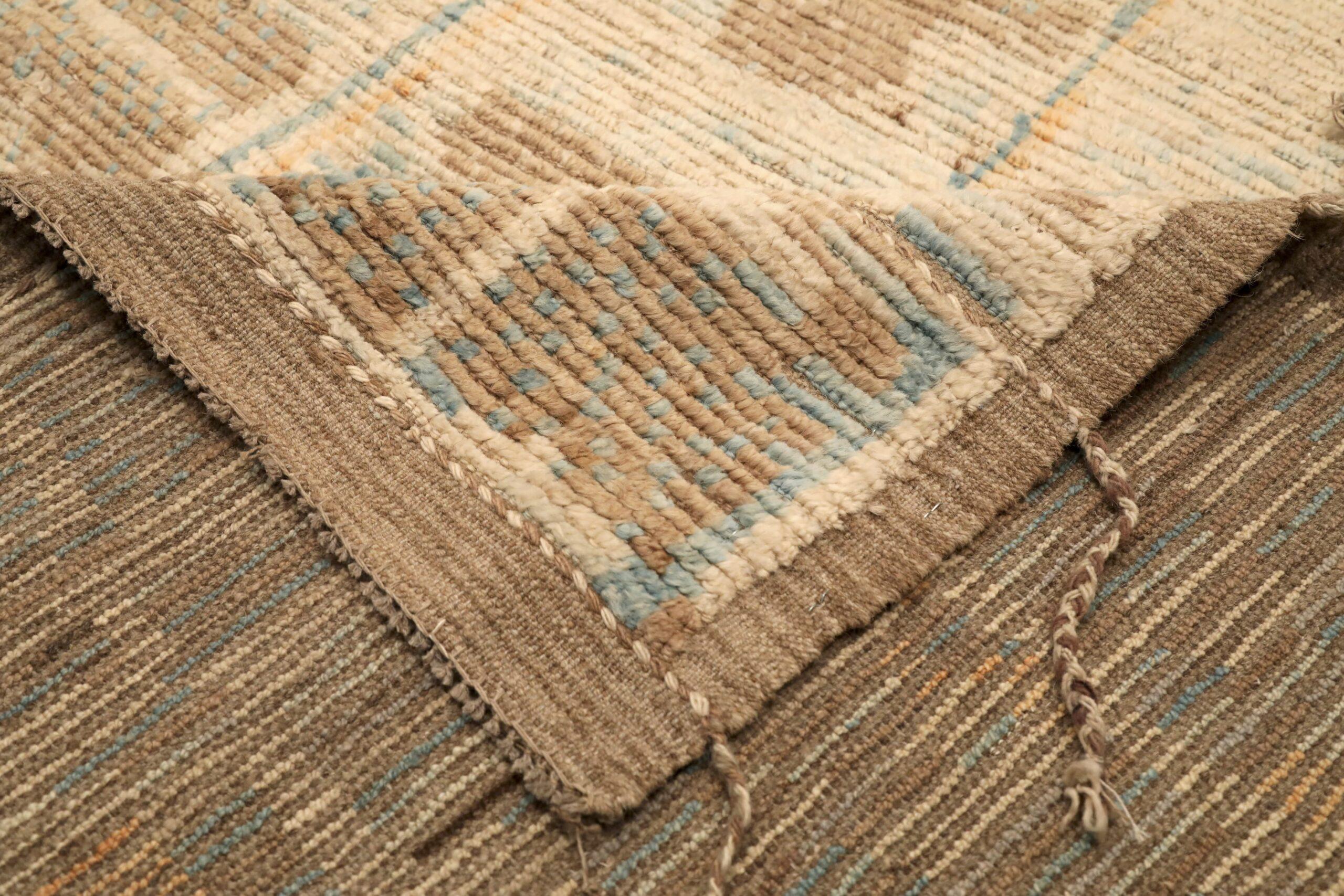 Afganistán Alfombras Marroquíes - Lana Azul Marrón Diseño Marfil - 96469 Afgano en venta
