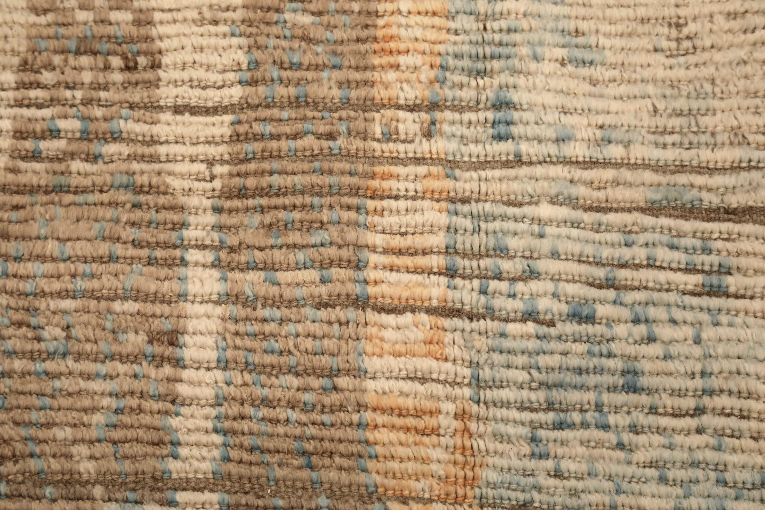 Afganistán Alfombras Marroquíes - Lana Azul Marrón Diseño Marfil - 96469 Tejido a mano en venta