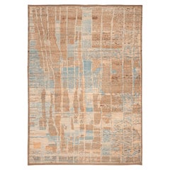Tappeti Afghanistan Moroccan Area Rugs - Lana Blu Marrone Avorio Design - 96469