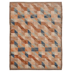 Tappeti Afghanistan Moroccan Area Rugs - Lana Blu Marrone Avorio Arancione - 96430