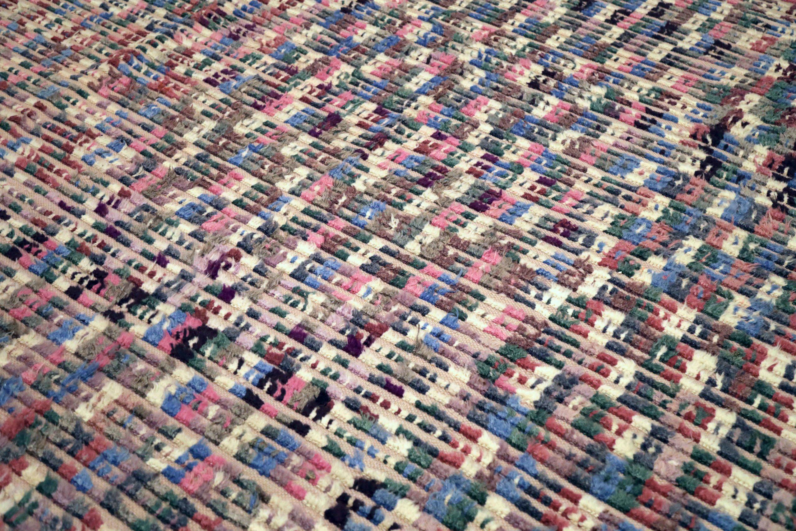 Tribale Tappeti Afghanistan Moroccan Area Rugs - Lana Blu Marrone Avorio Rosa - 93656 in vendita