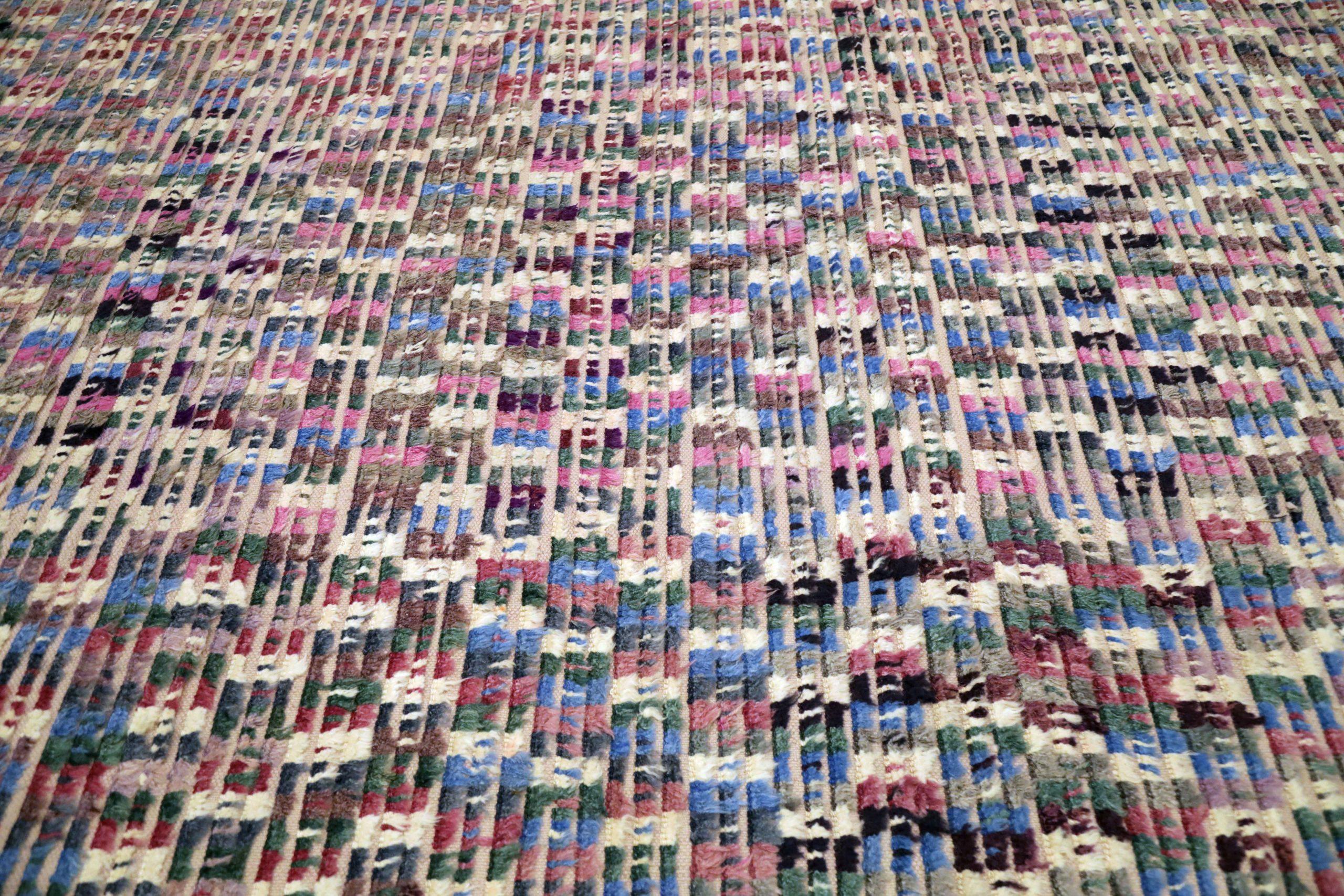 Tappeti Afghanistan Moroccan Area Rugs - Lana Blu Marrone Avorio Rosa - 93656 In condizioni ottime in vendita a Dallas, TX