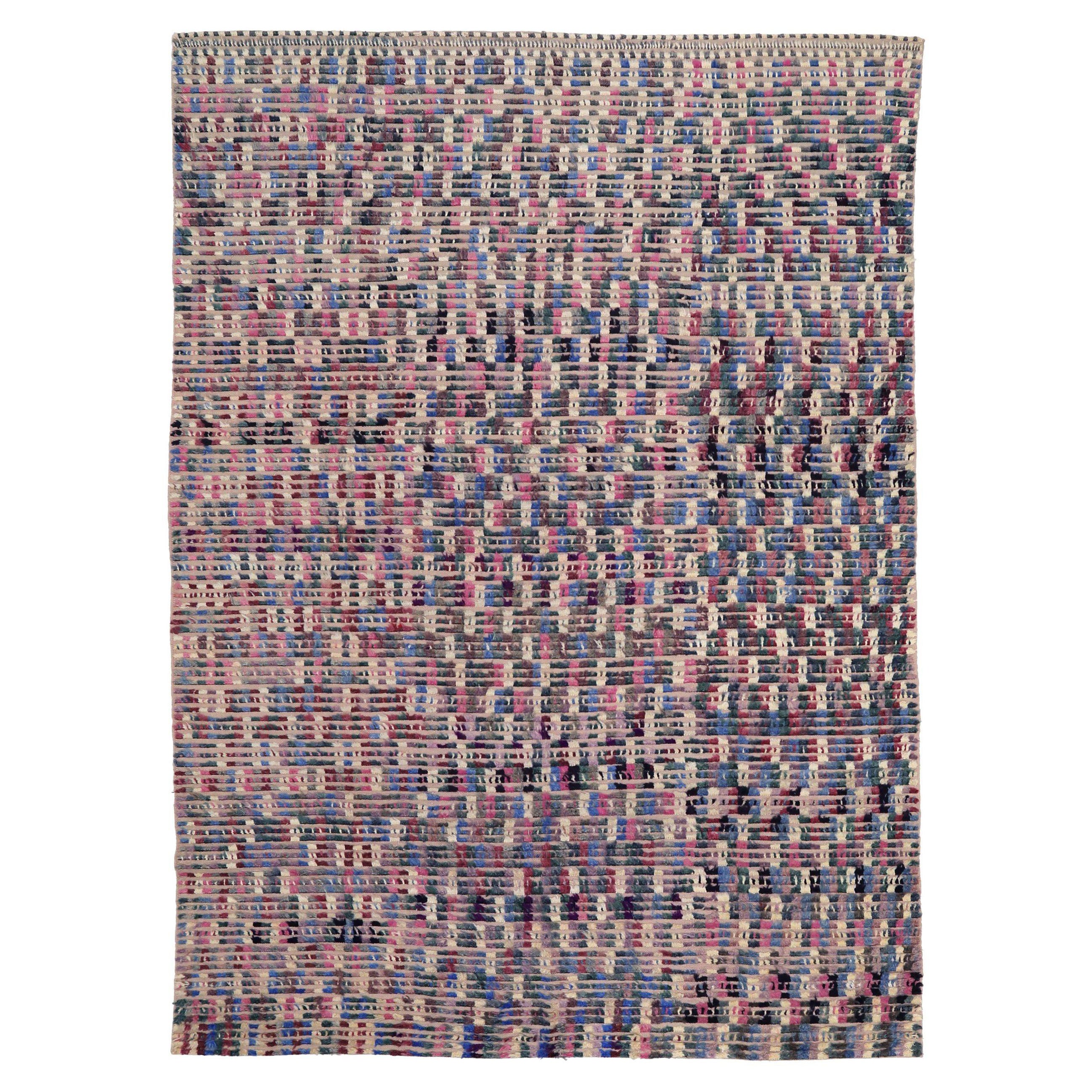 Afghanistan Marokkanische Teppiche - Wolle Blau Braun Elfenbein Rosa - 93656