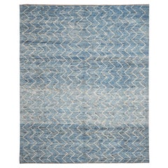 Tappeti Afghanistan Moroccan Area Rugs - Wool Blue Design - 96486