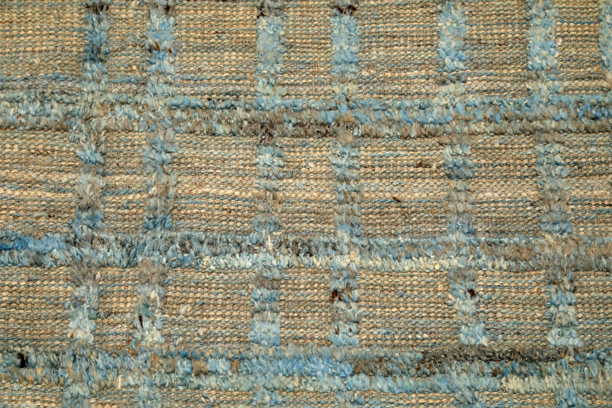 20ième siècle Tapis marocains d'Afghanistan - Design en laine bleu gris - 94343 en vente