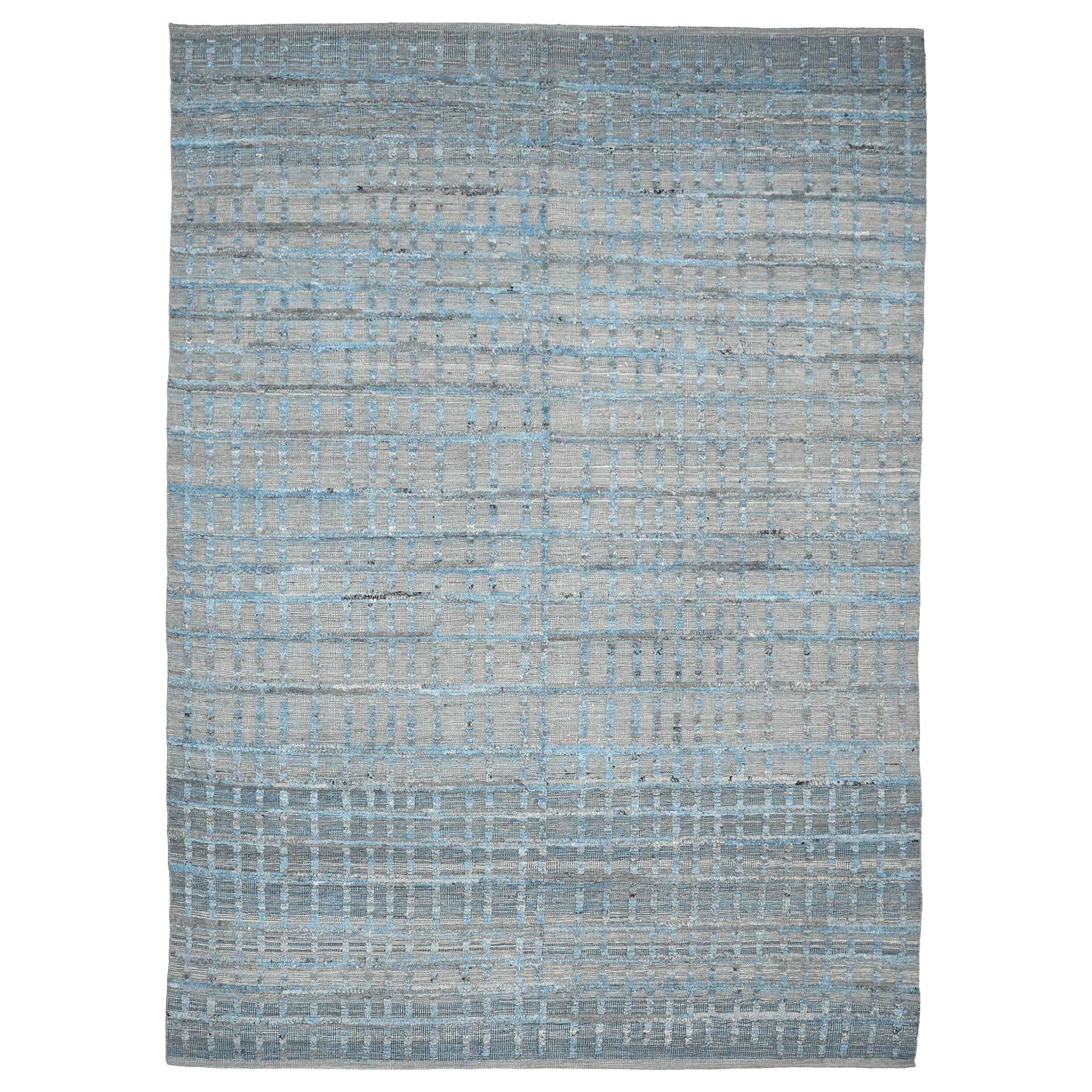 Tappeti Afghanistan Moroccan Area Rugs - Lana Blu Grigio Design - 94343