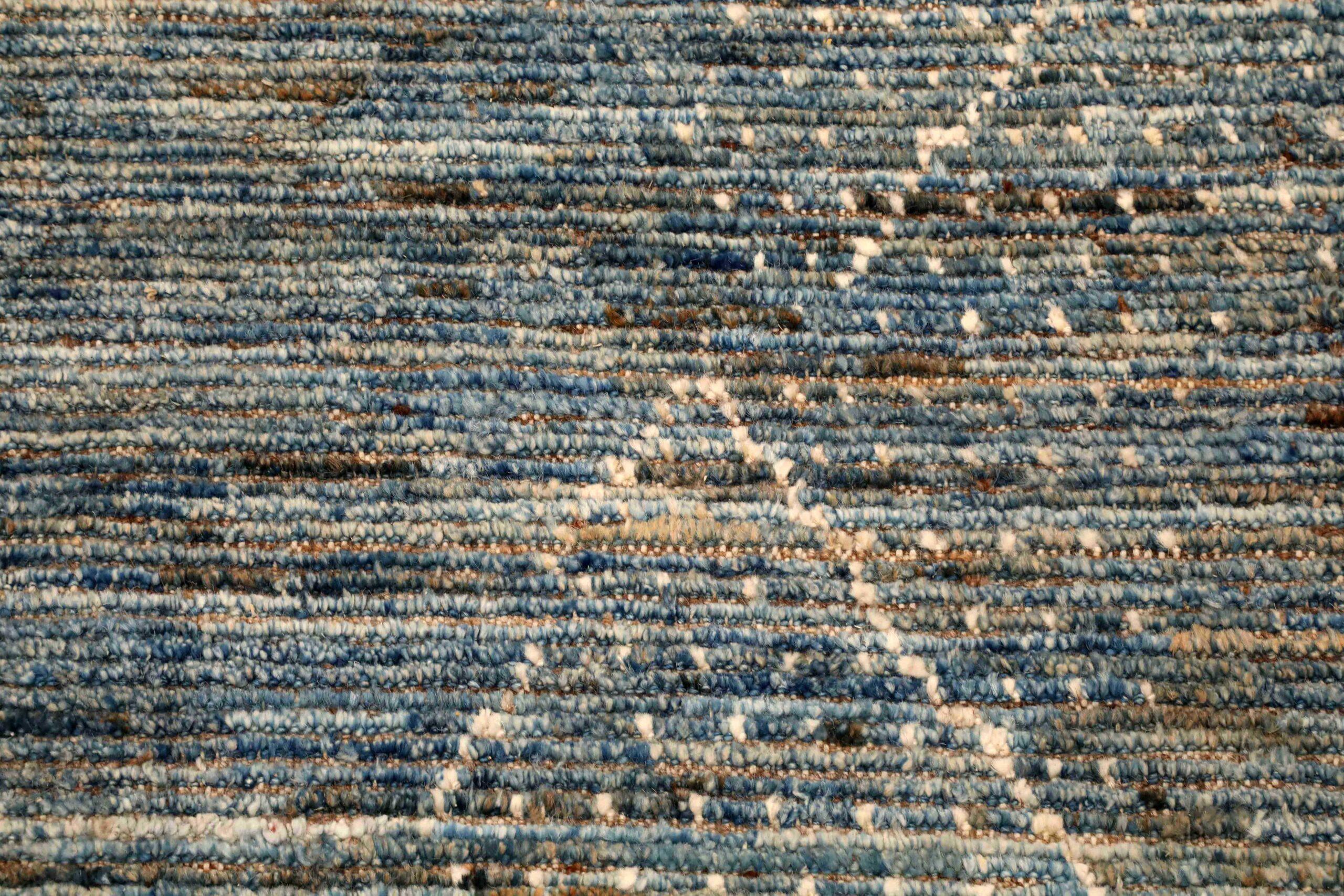 Afganistán Alfombras Marroquíes - Lana Azul Gris Diseño Marfil - 96445 Afgano