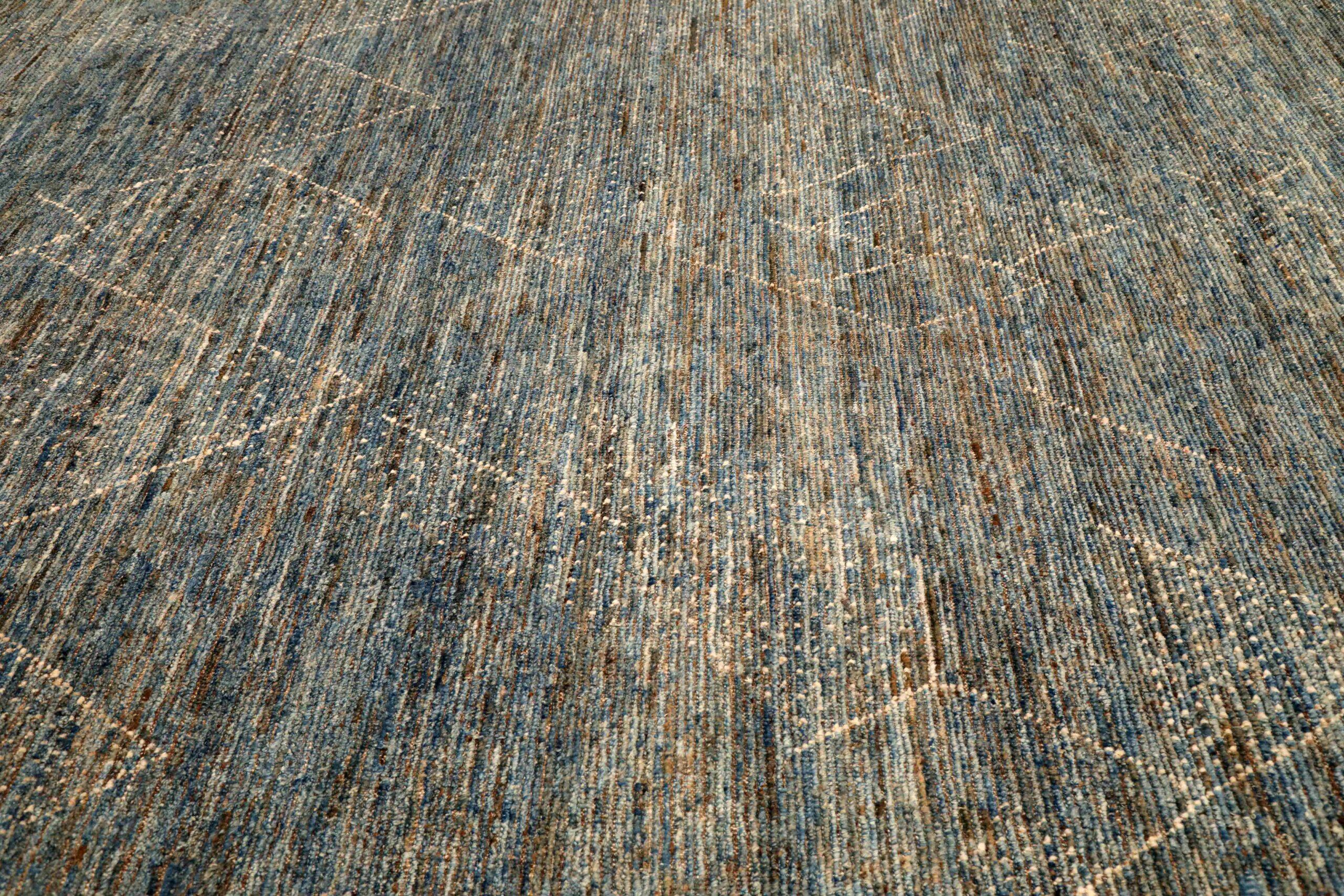 Afganistán Alfombras Marroquíes - Lana Azul Gris Diseño Marfil - 96445 en Excelente Estado en Dallas, TX