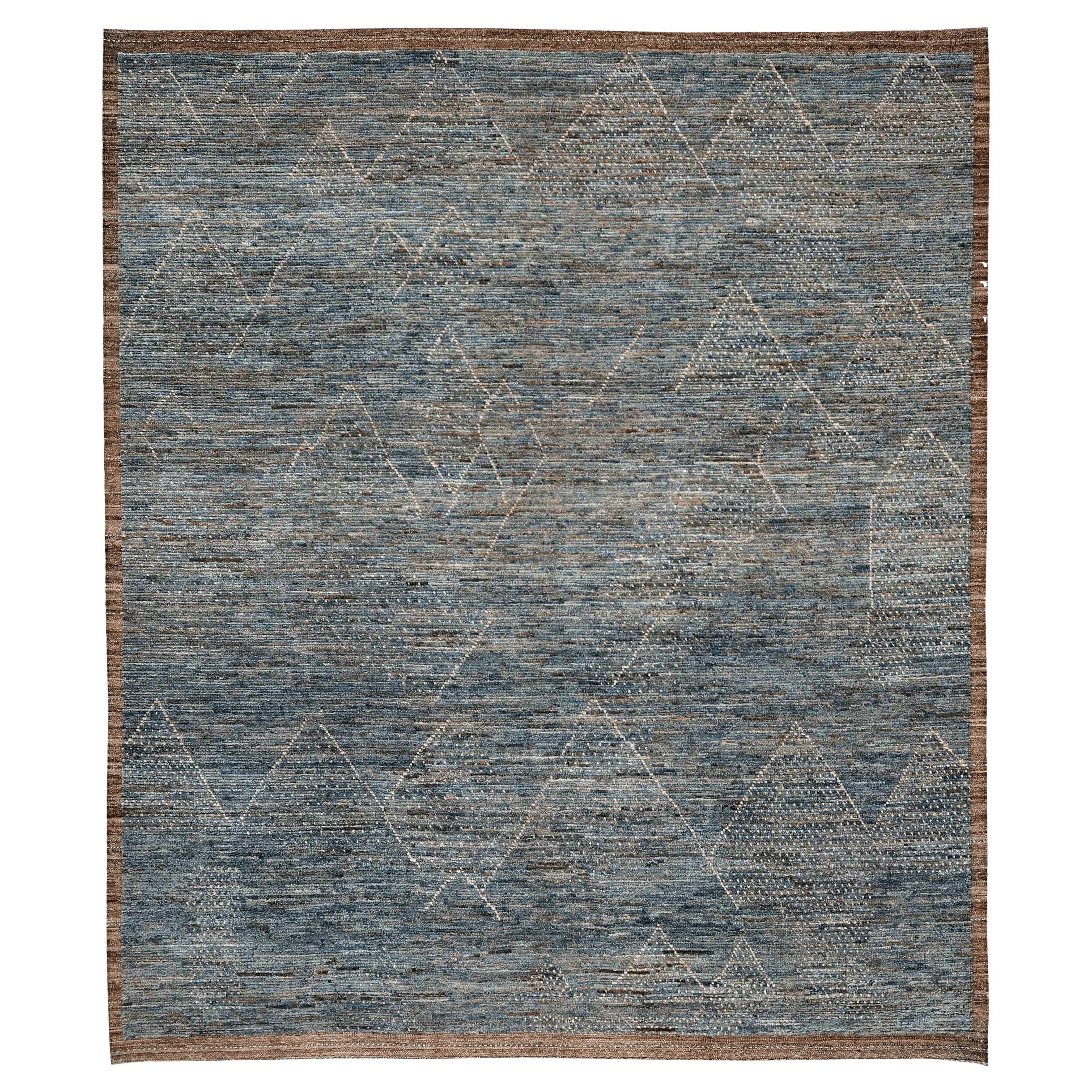 Marokkanische Teppiche aus Afghanistan - Wolle Blau Grau Elfenbein Design - 96445