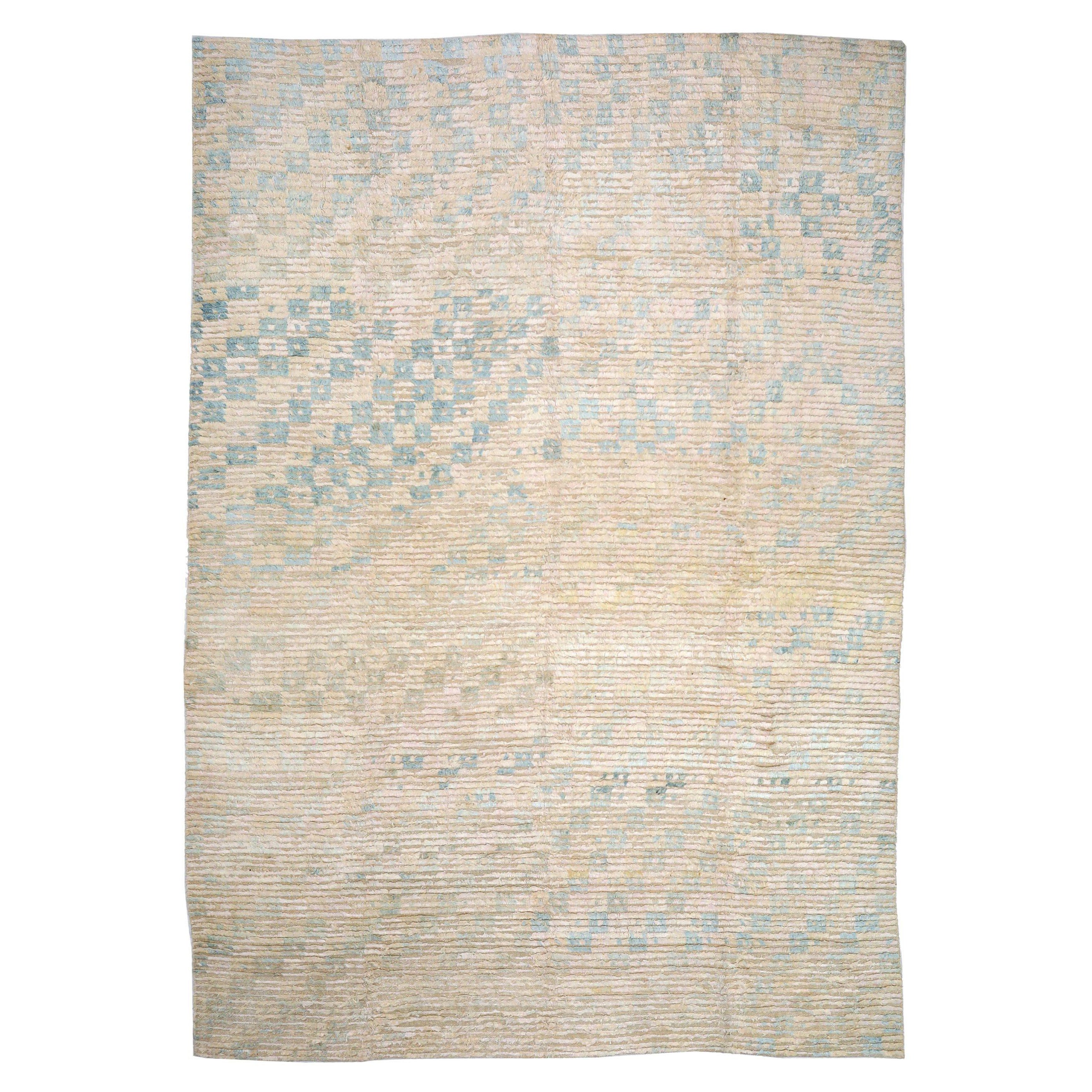 Afghanistan Marokkanische Teppiche - Wolle Blau Elfenbein Design - 93654