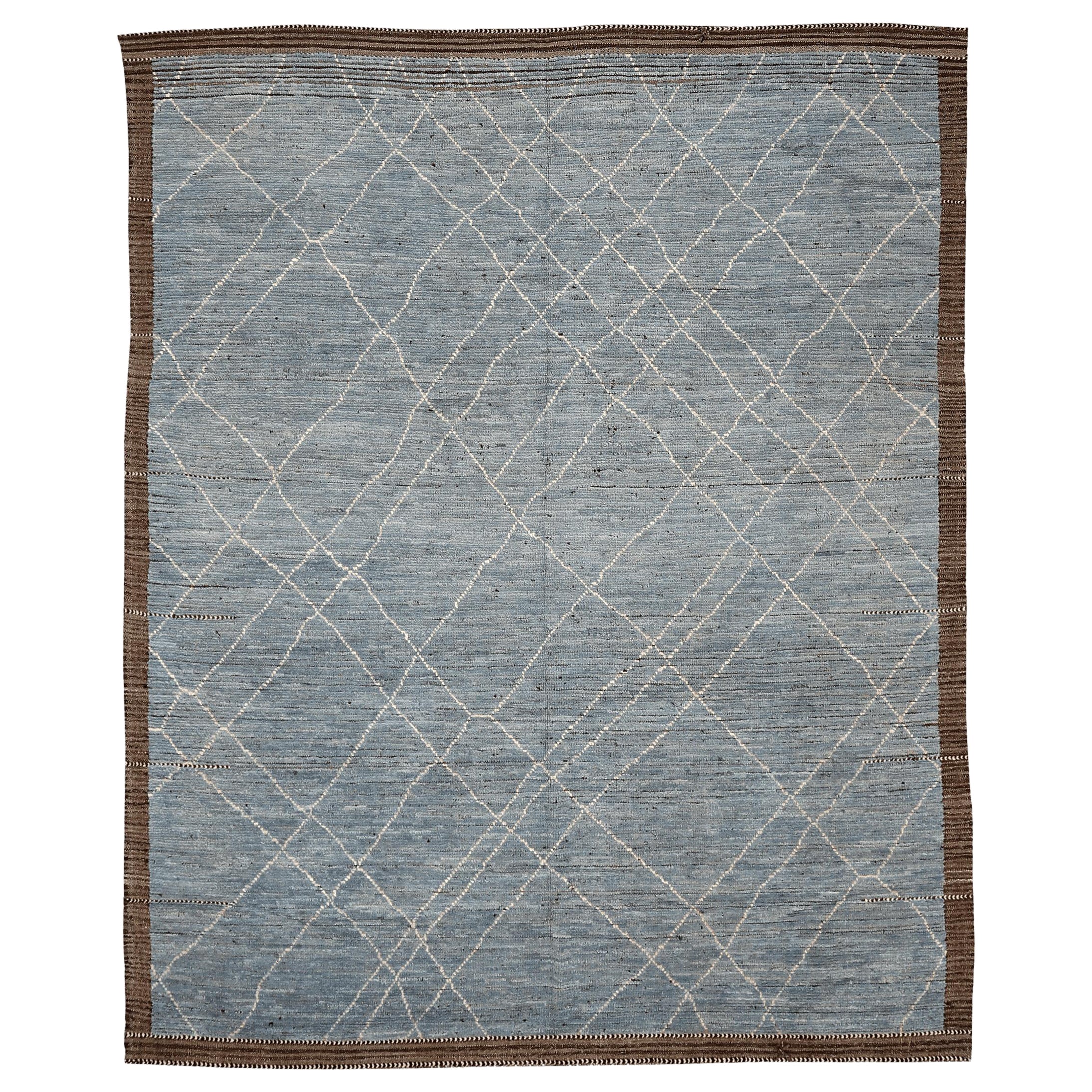Tapis marocains d'Afghanistan - Design en laine bleu ivoire - 94342