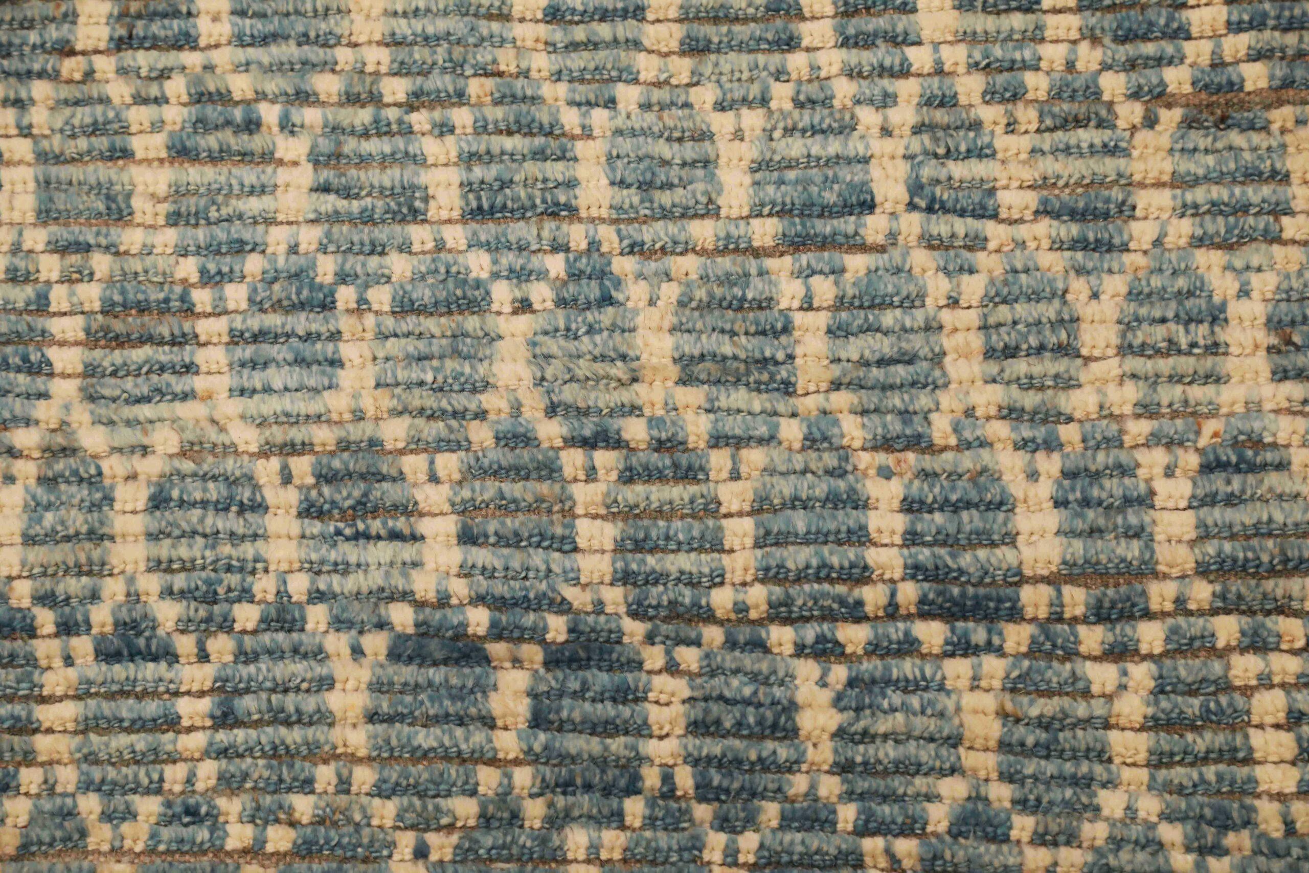 Afghanistan Marokkanische Teppiche - Wolle Blau Elfenbein Design - 96413 (Afghanisch) im Angebot