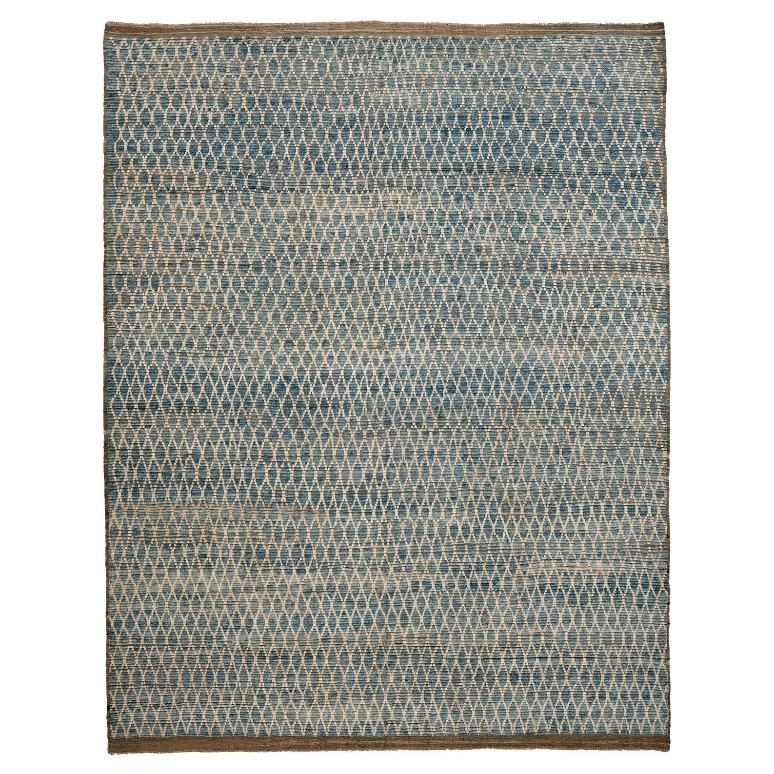 Tappeti Afghanistan Moroccan Area Rugs - Lana Blu Avorio Design - 96413