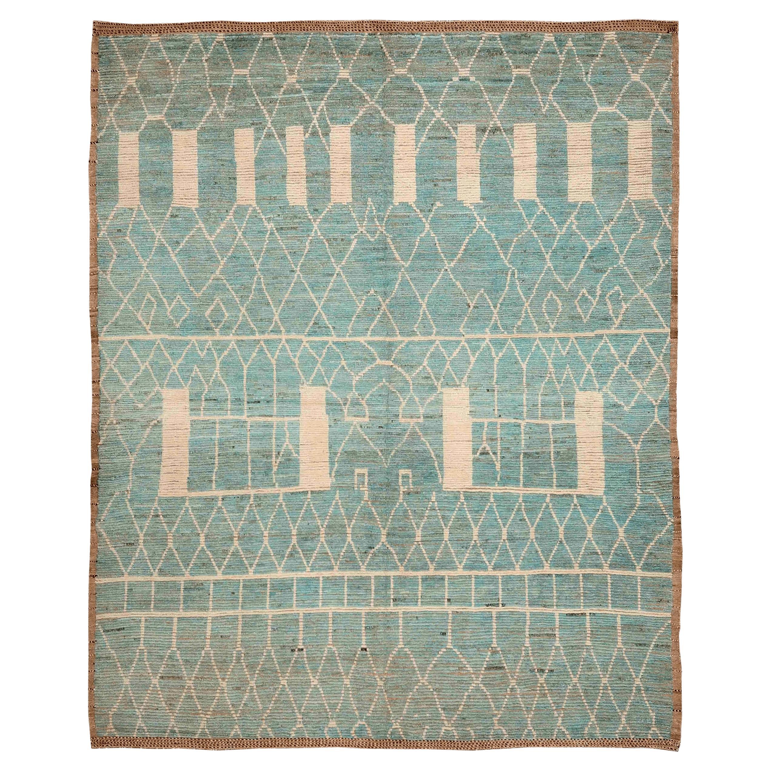 Tappeti Afghanistan Moroccan Area Rugs - Lana Blu Avorio Design - 96428