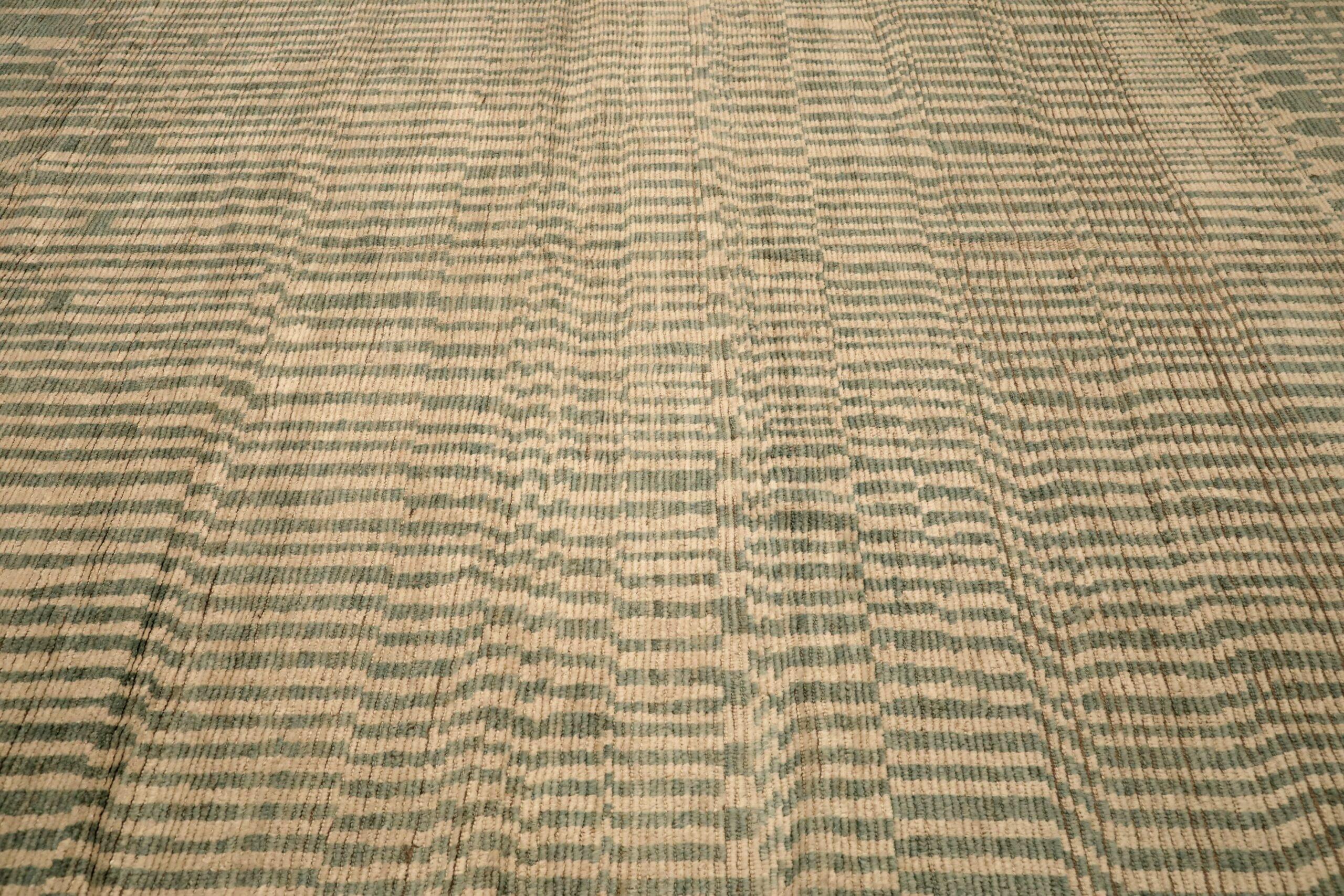Afghano Tappeti Afghanistan Moroccan Area Rugs - Lana Blu Avorio Design - 96459 in vendita