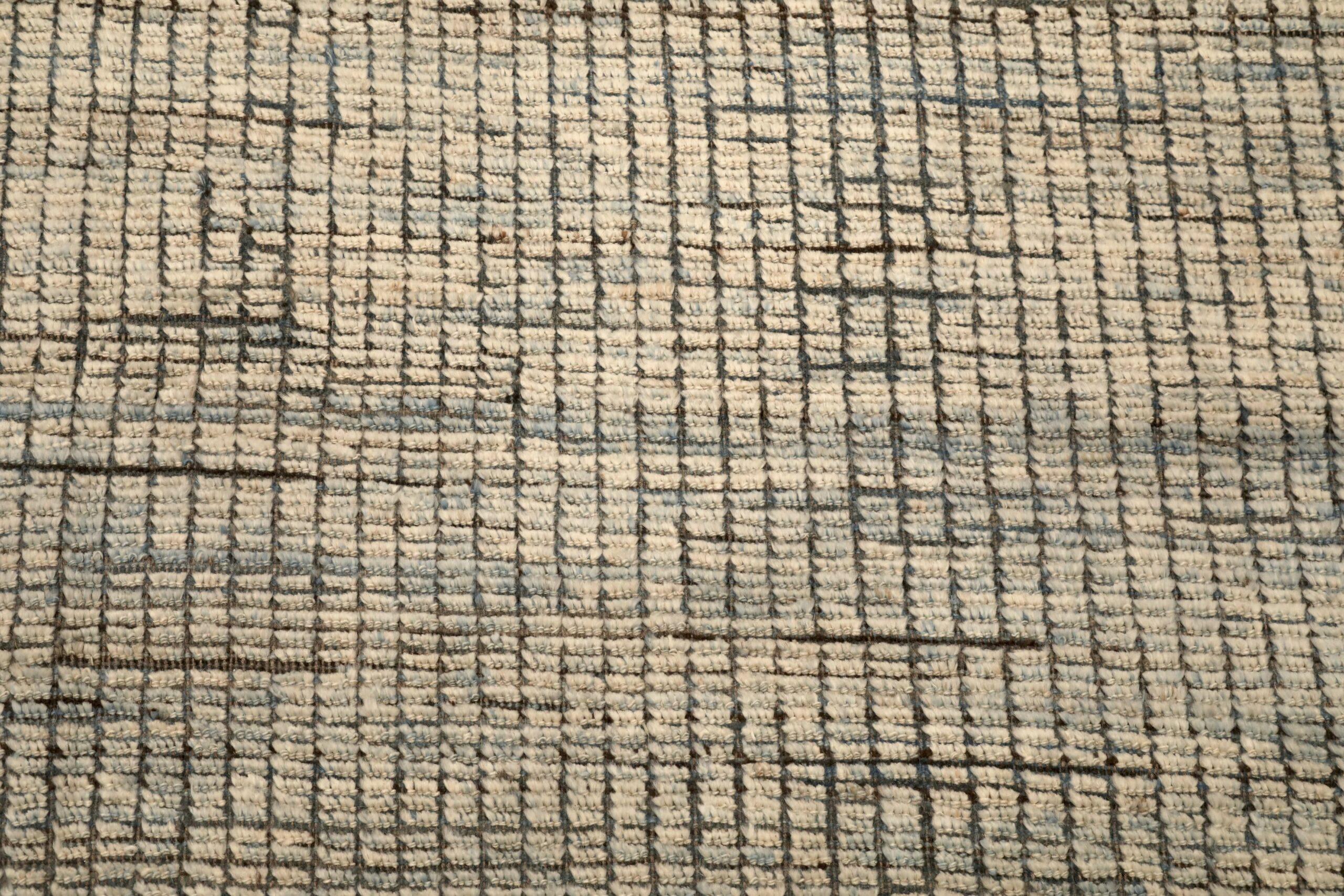 Tessuto a mano Tappeti Afghanistan Moroccan Area Rugs - Lana Blu Avorio Design - 96470 in vendita