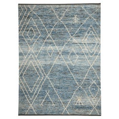 Tappeti Afghanistan Moroccan Area Rugs - Lana Blu Avorio Design - 96490