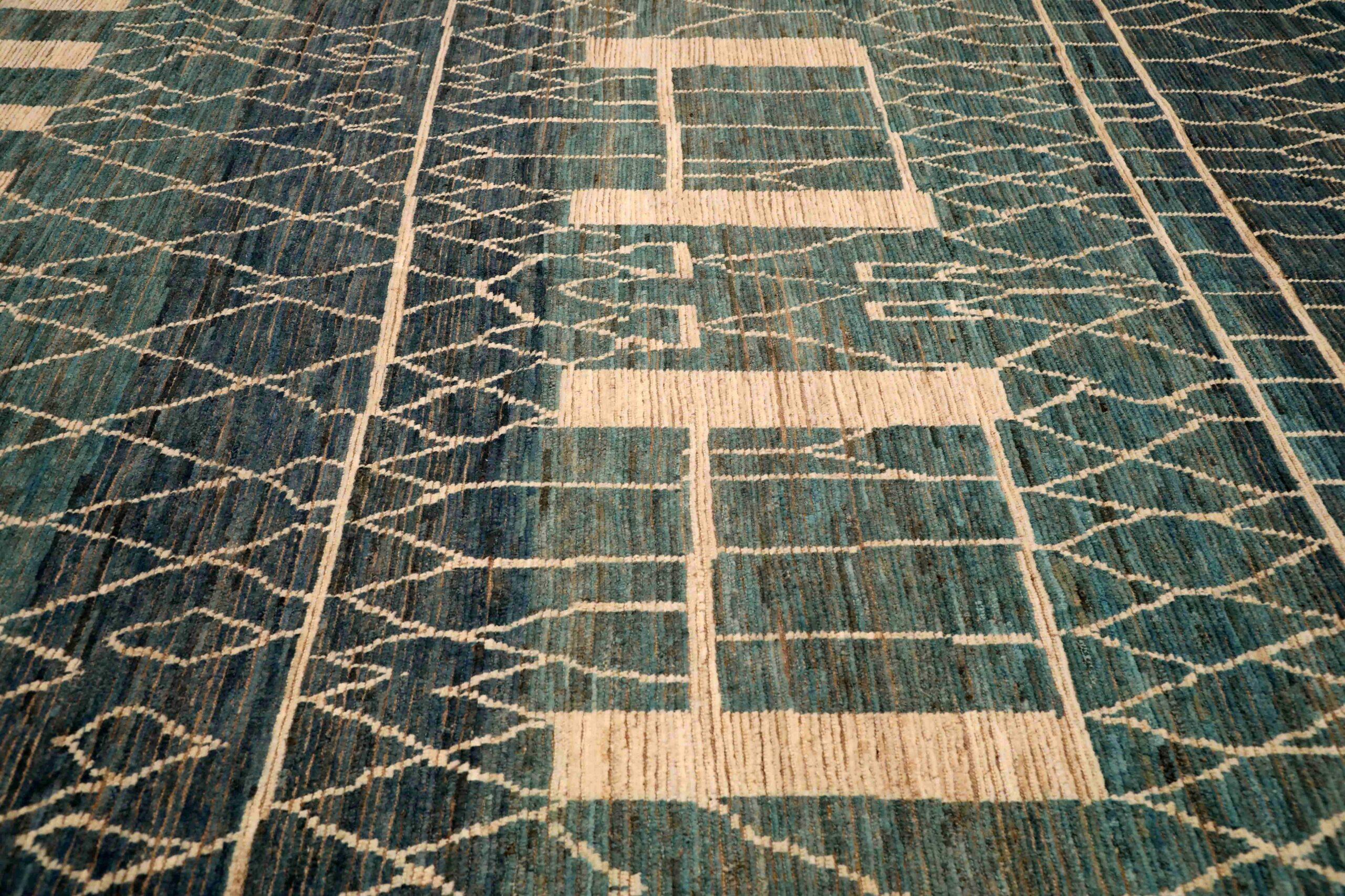 Afganistán Alfombras Marroquíes - Lana Azul Marfil Azul Marino - 96390 en Excelente estado para la venta en Dallas, TX