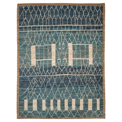 Tappeti Afghanistan Moroccan Area Rugs - Lana Blu Avorio Blu Navy - 96390