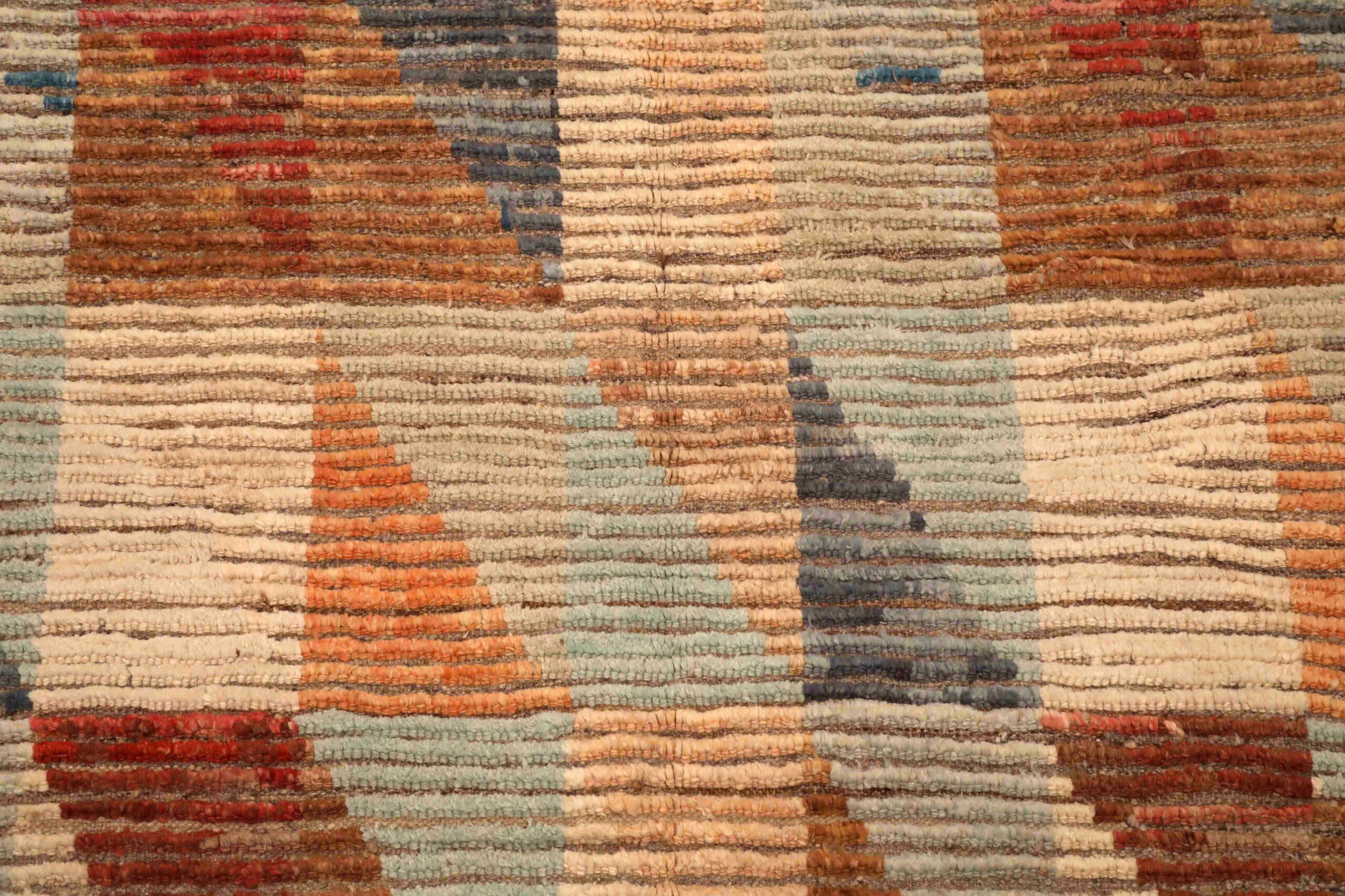 Marokkanische Teppiche aus Afghanistan - Wolle Blau Elfenbein Orange - 96432 (Afghanisch) im Angebot