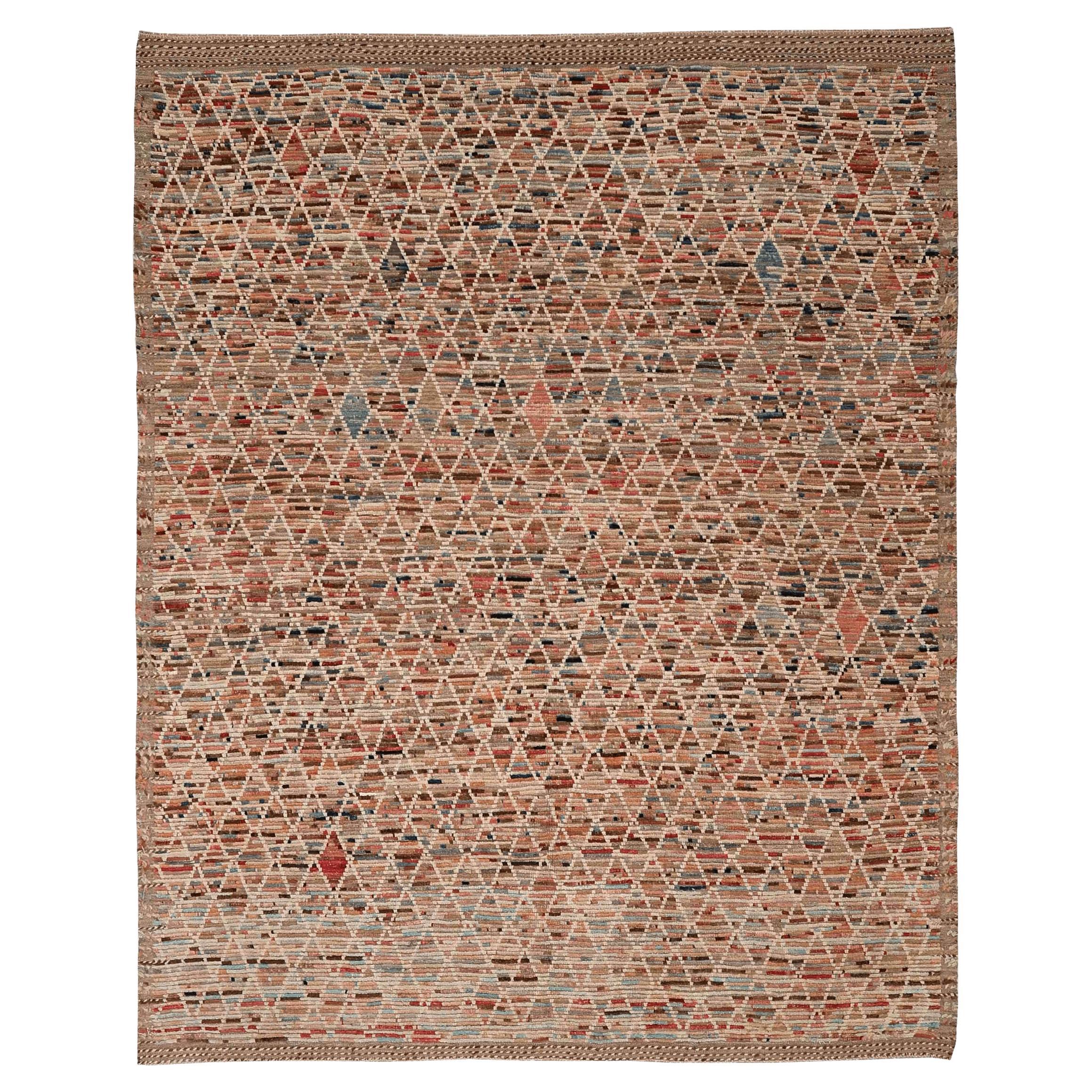 Tappeti Afghanistan Moroccan Area Rugs - Lana Blu Avorio Rosa Rosso - 96431
