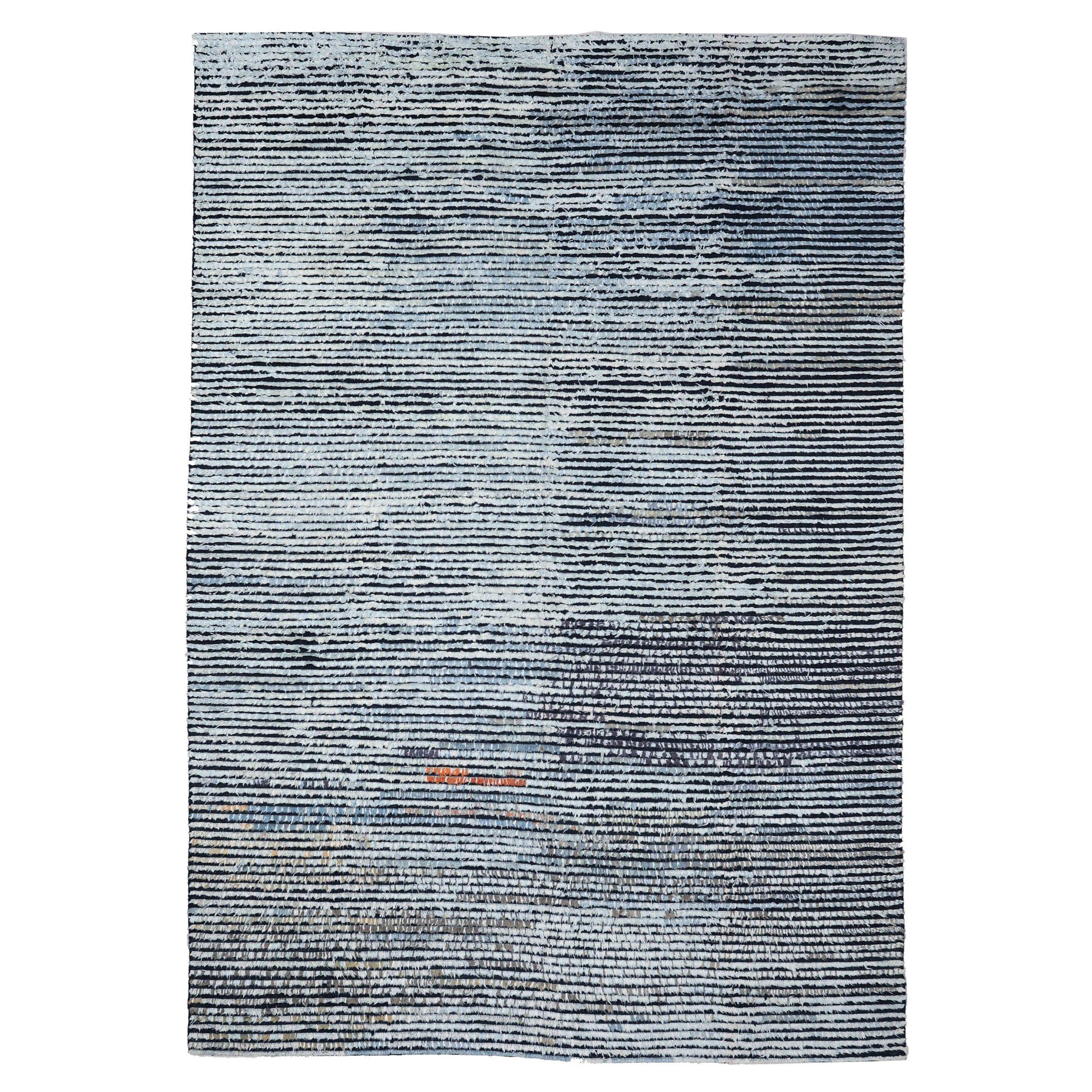 Marokkanische Teppiche aus Afghanistan - Wolle in Blau und Hellblau mit Design - 93650
